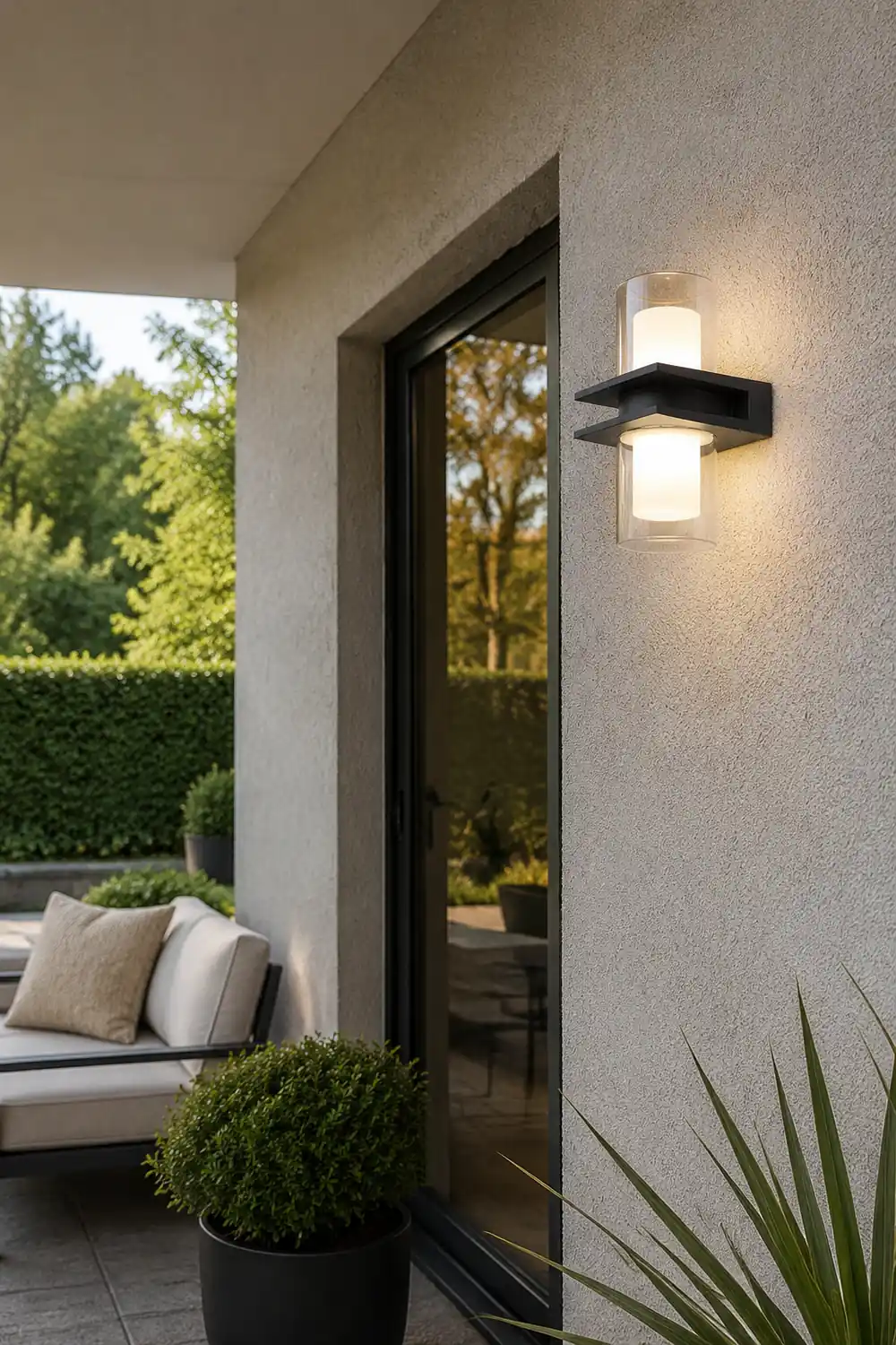 Orr Modern Cylindrical Metal Outdoor Wall Lamp With 2 Heads, Black - Lumpaz