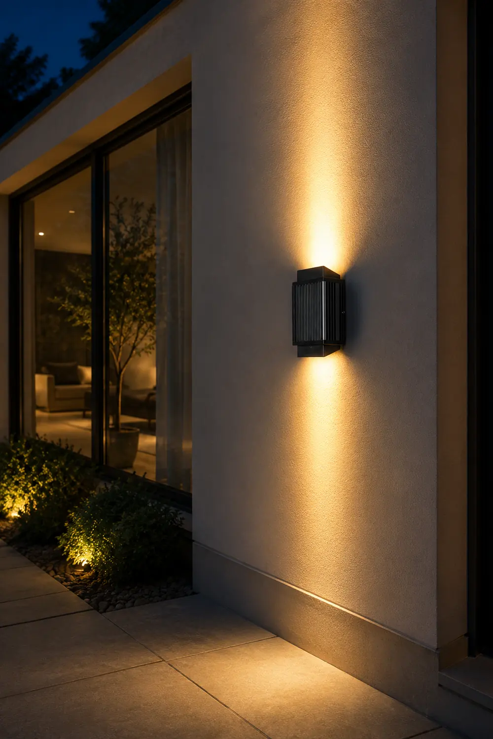 Orr Modern Round/Rectangular Metal/Acrylic Outdoor Wall Lamp, Black - Lumpaz