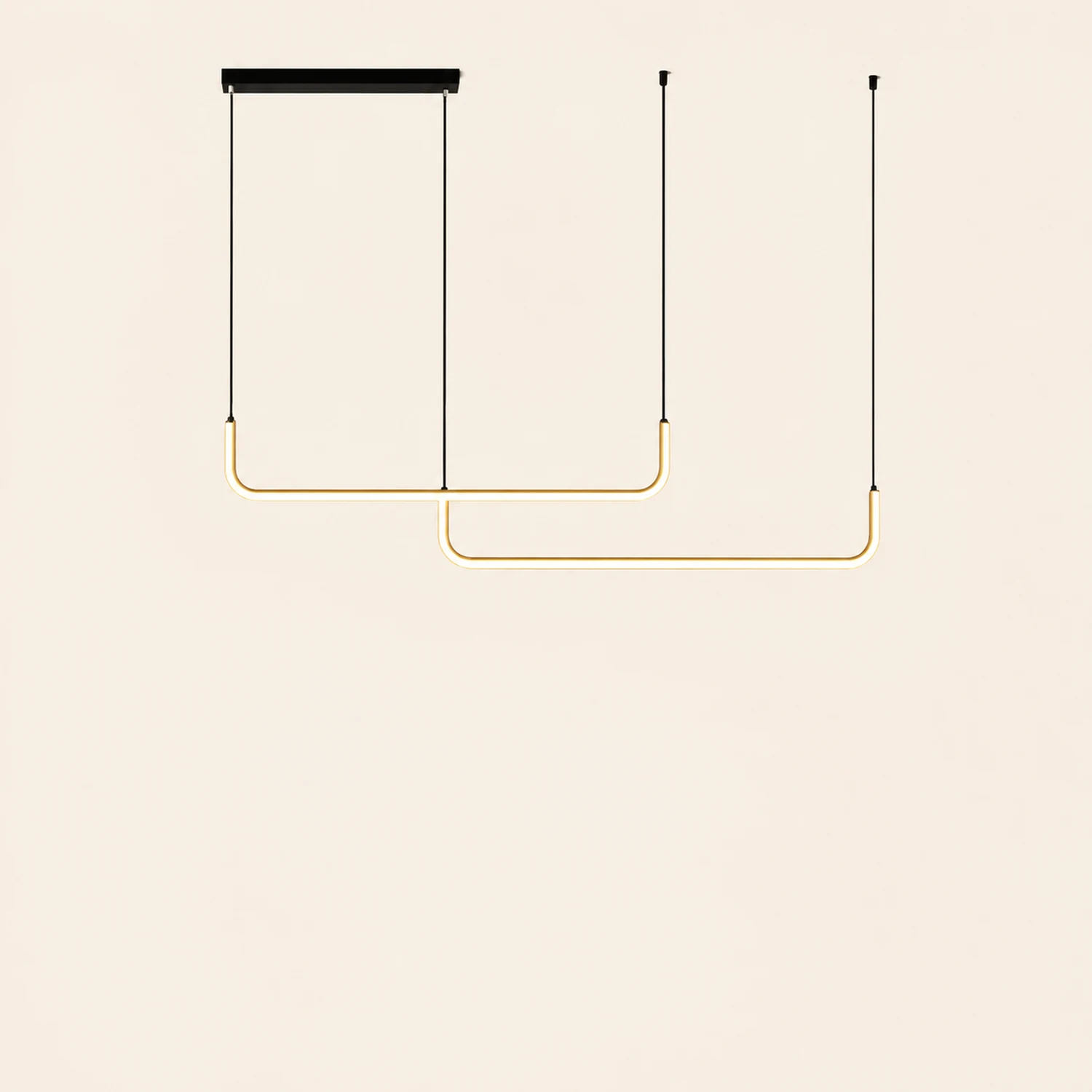 Edge Modern Linear Pendant Light Double Frame, Black/Gold - Lumpaz