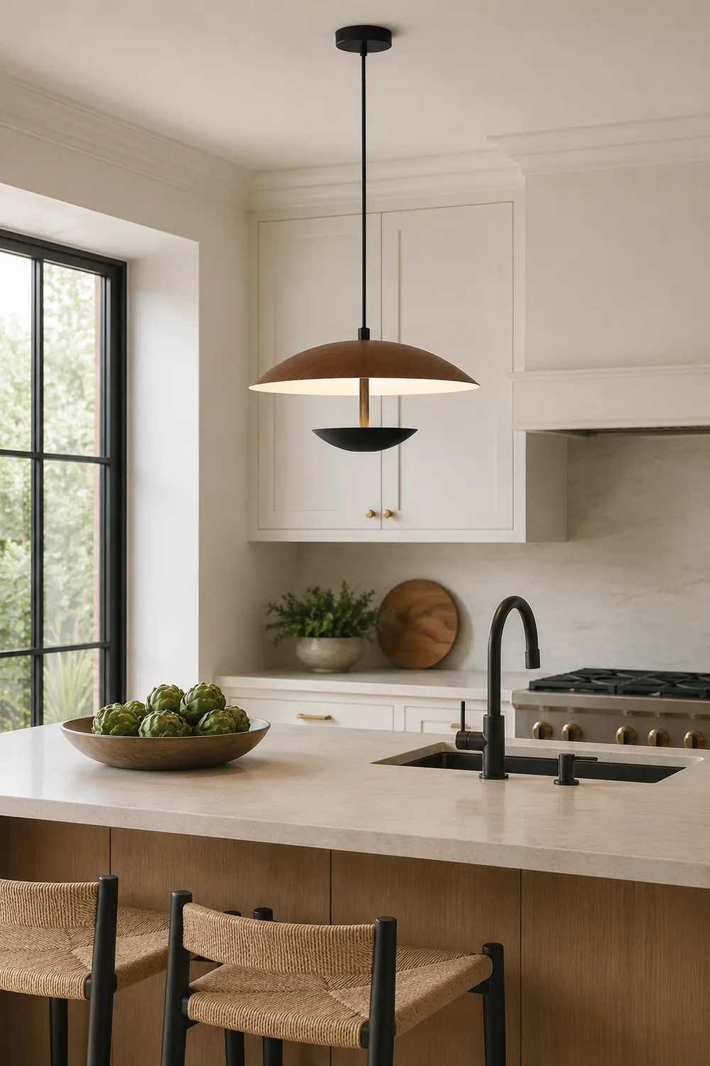 Carins Nordic LED Frisbee Pendant Light Wood Brown Bedroom - Lumpaz
