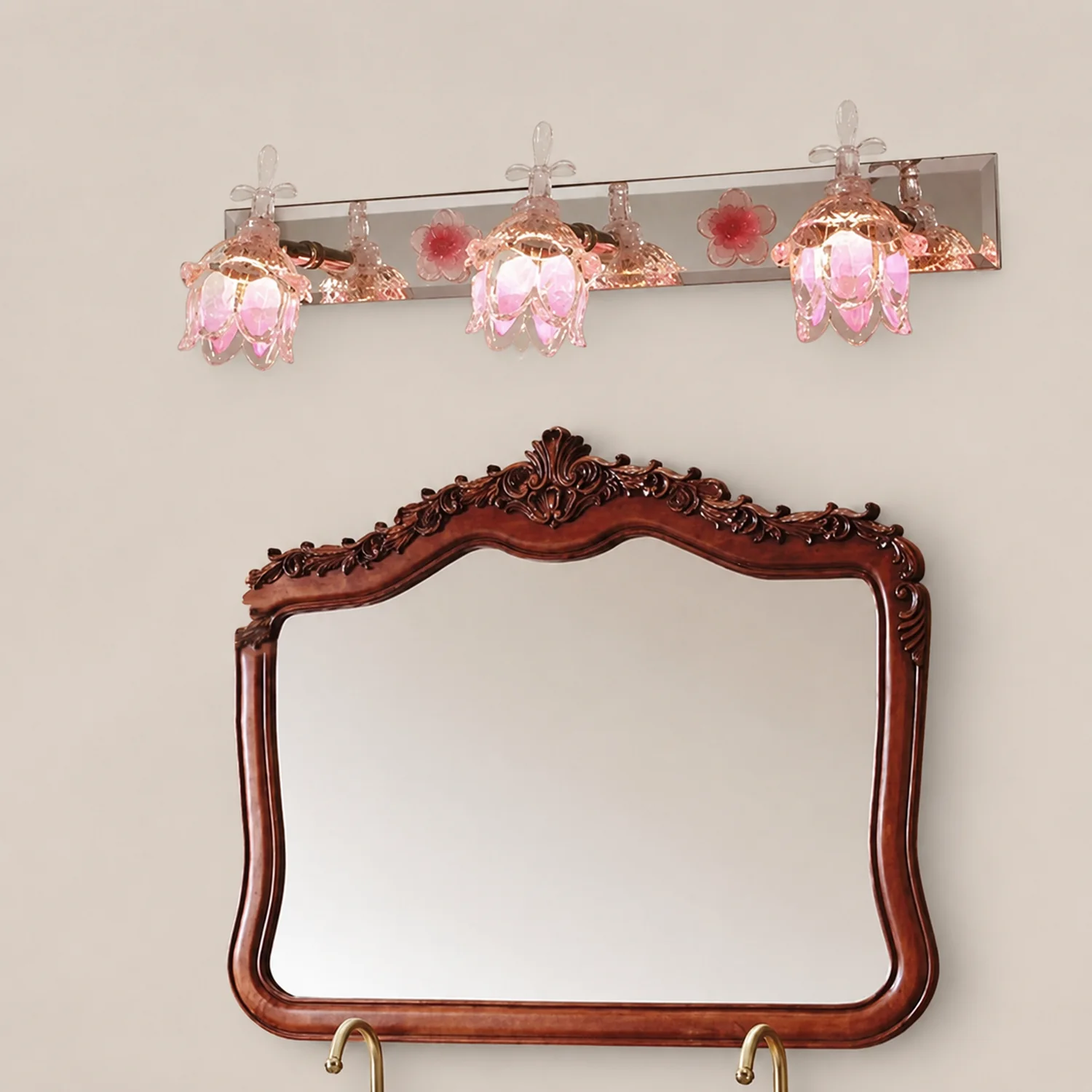 Félicie Modern Flower Vanity Wall Lamp, Pink, Bathroom - Lumpaz