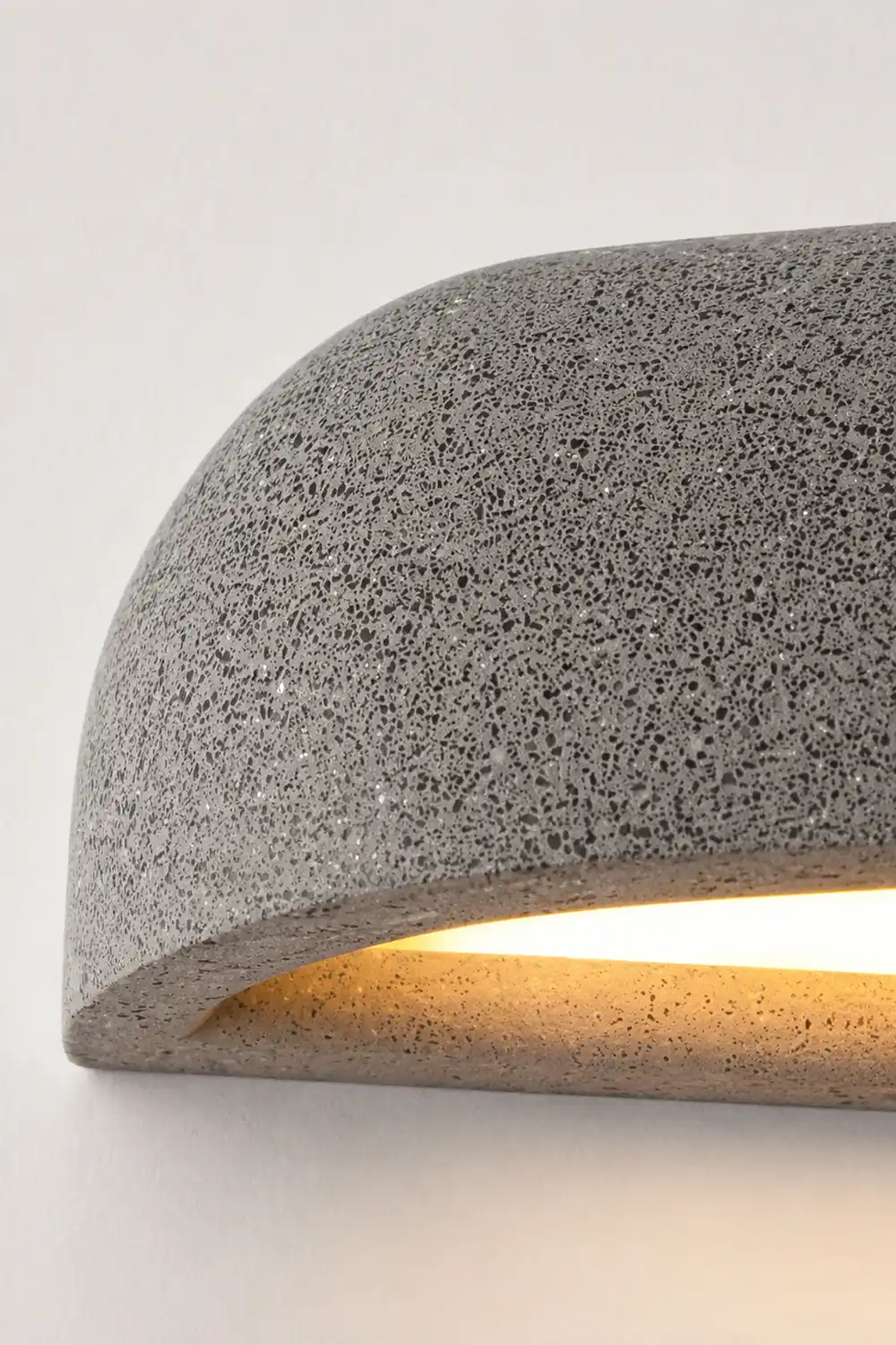 Orr Modern Minimalist Semi-elliptical Metal/Stone Outdoor Wall Lamp, Black/White - Lumpaz
