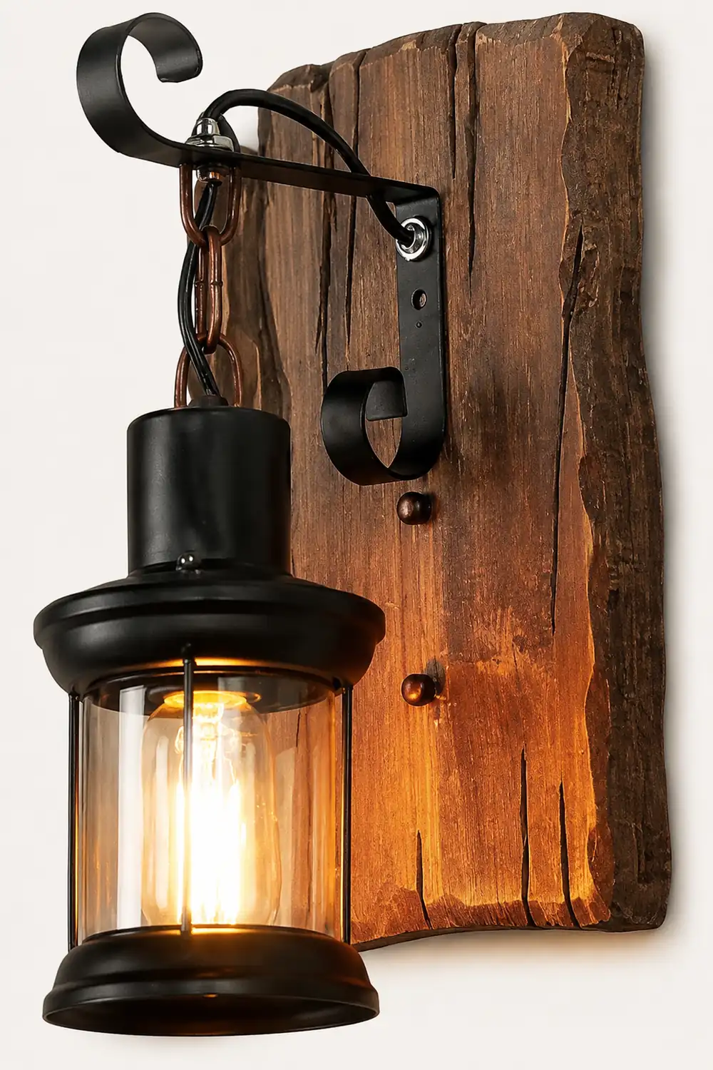 Alessio Vintage Lantern Metal Wall Lamp, Black/Bronze - Lumpaz
