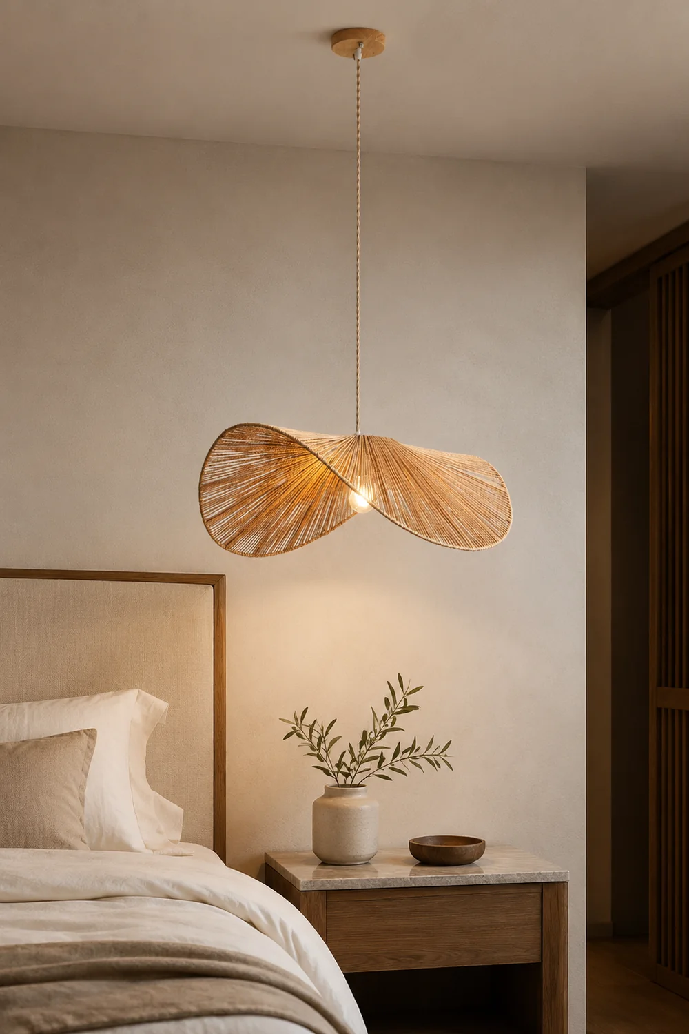 Muto Rustic Twine Pendant Light, Beige/Brown - Lumpaz