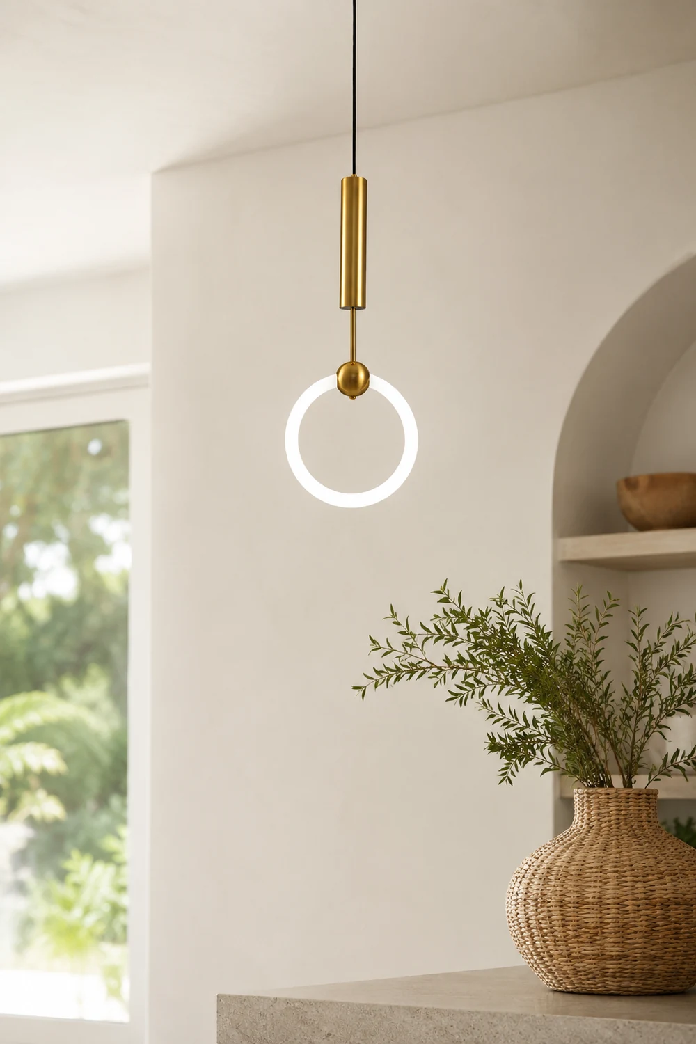 Cooley Modern Nordic Globe/Ring Metal/Glass Pendant Light, Gold - Lumpaz