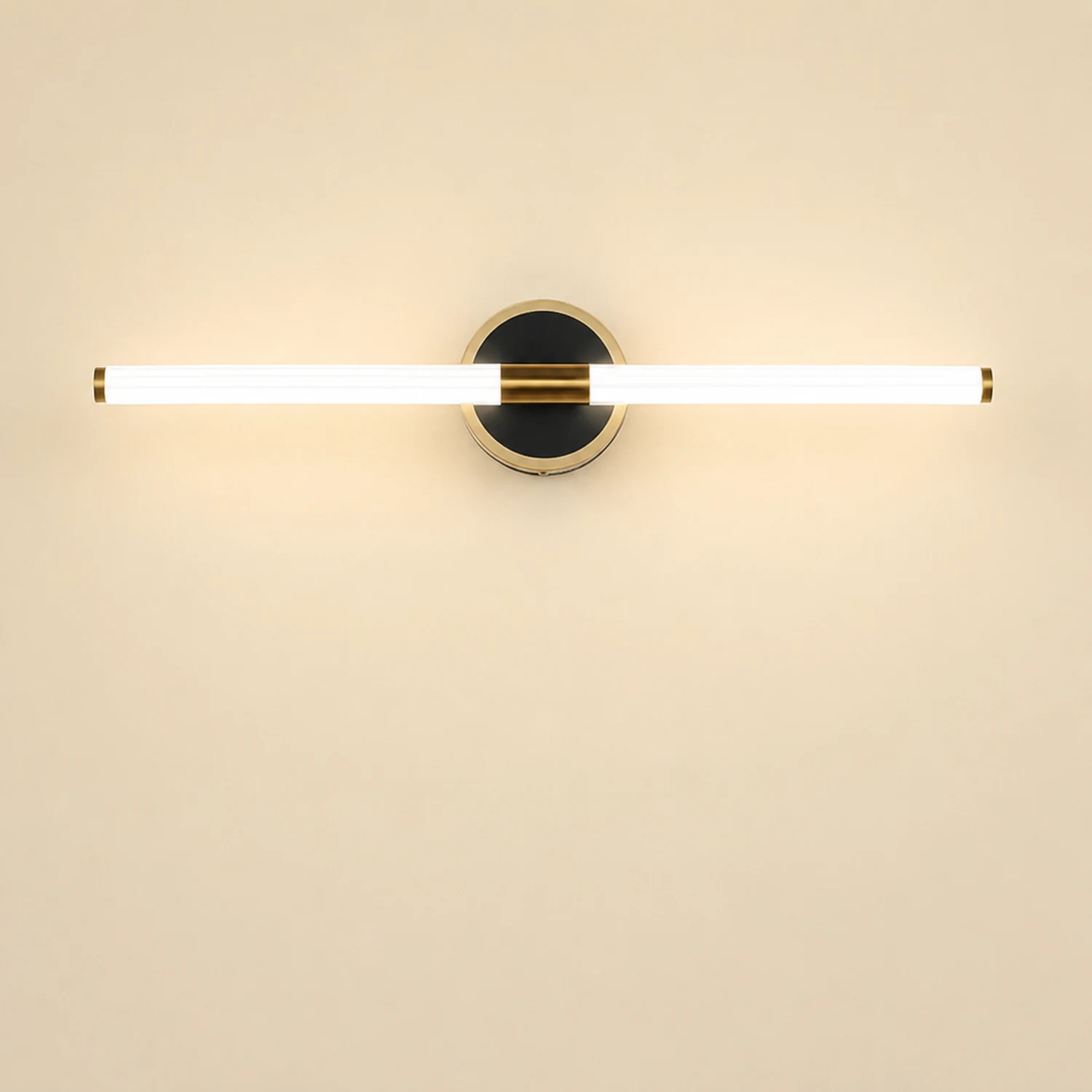 Leigh Designer Linear Mirror Front Vanity Wall Lamp, Cooper/Black - Lumpaz