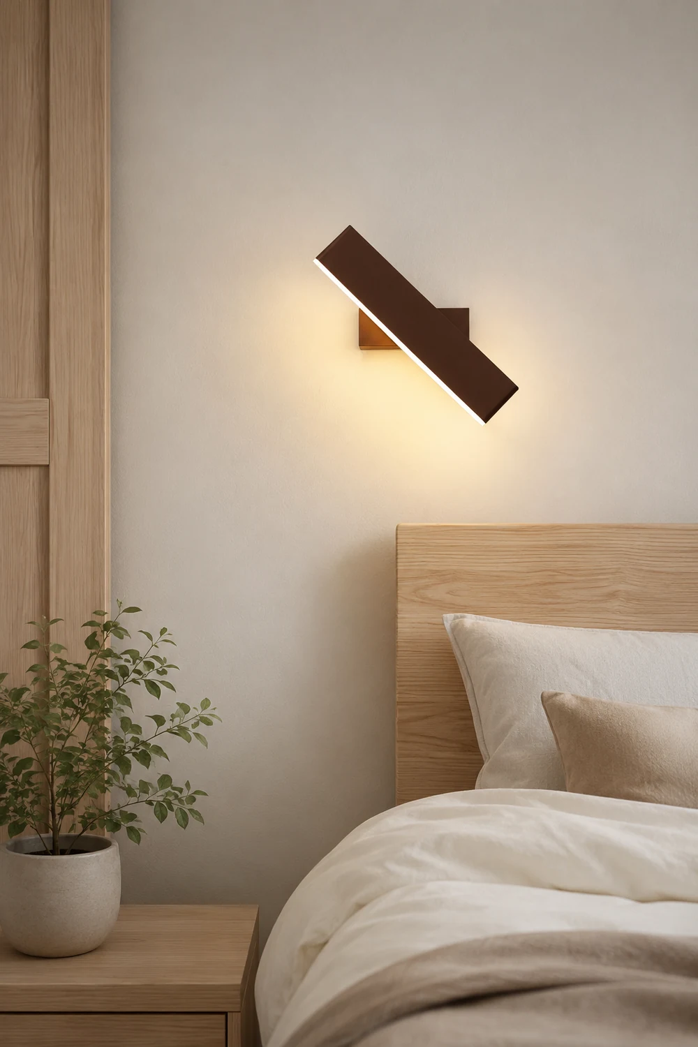 Aqsa Modern Rectangular Metal Rotatable Wall Lamp, Black/Gold/Brown - Lumpaz