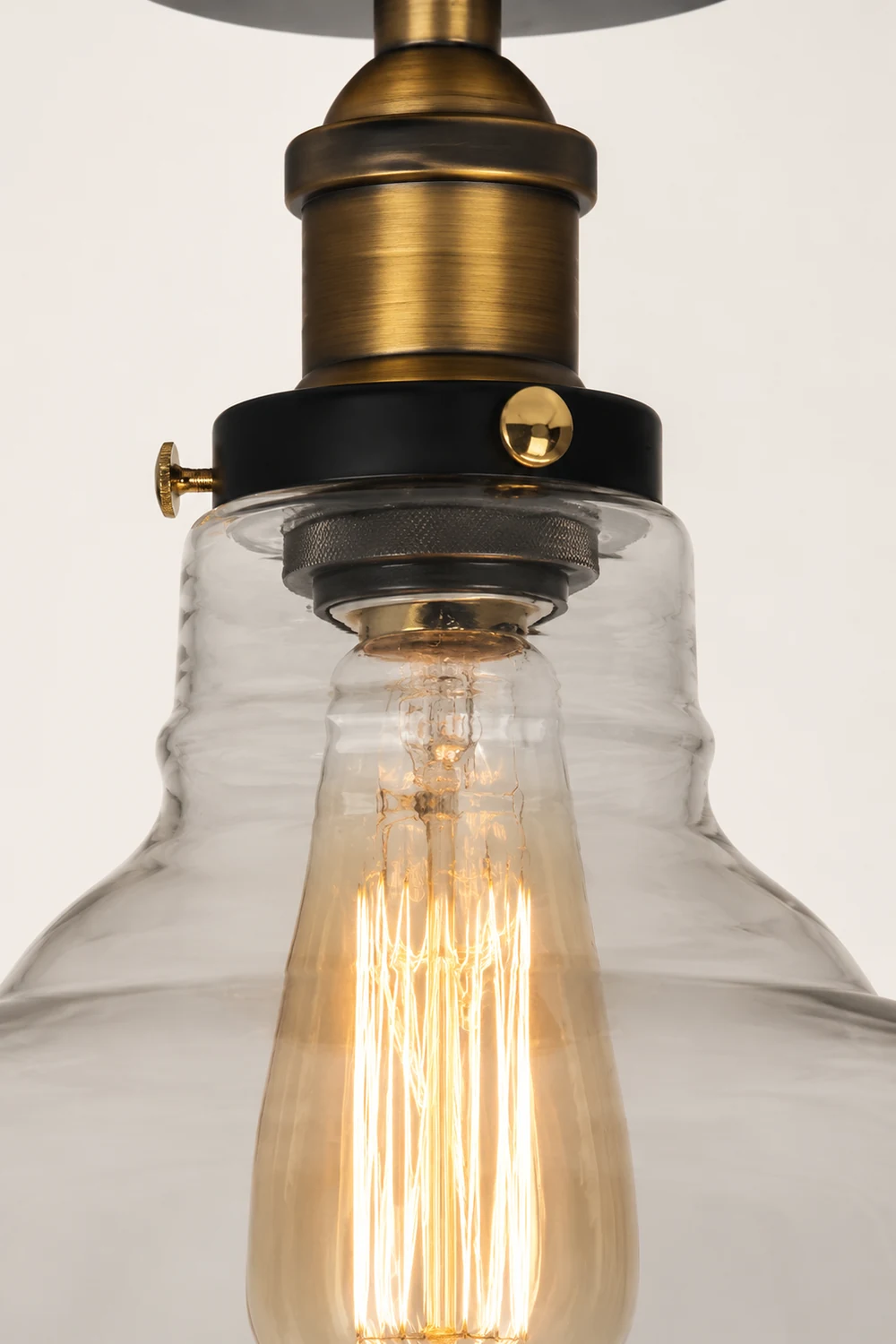Alessio Industrial Glass Flush Mount Ceiling Light, Black - Lumpaz