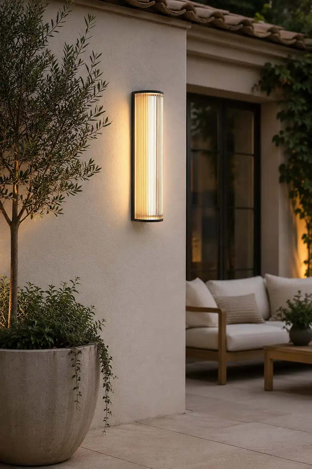 Orr Modern Semi-Cylindrical Outdoor Metal/Acrylic Wall Lamp, Clear/Black - Lumpaz
