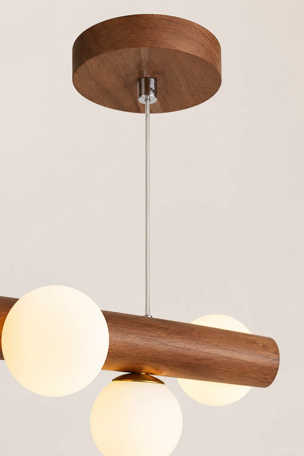 Valentina Glass Bubble Pendant Light Wood/Walnut - Lumpaz