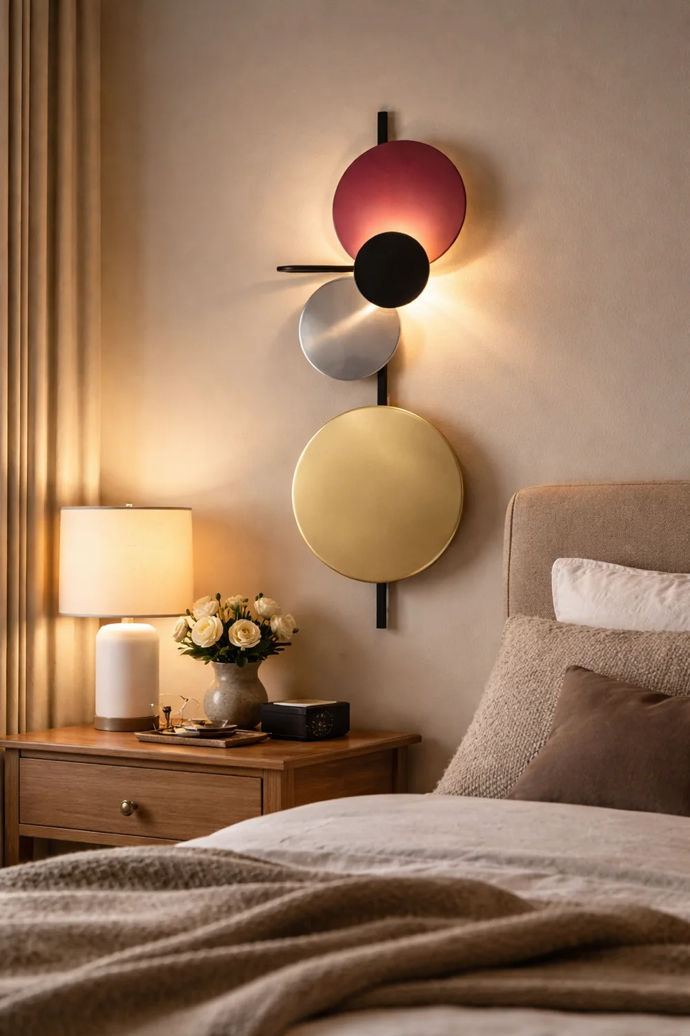 Emyr Modern Circular Metal Wall Lamp, Living Room - Lumpaz