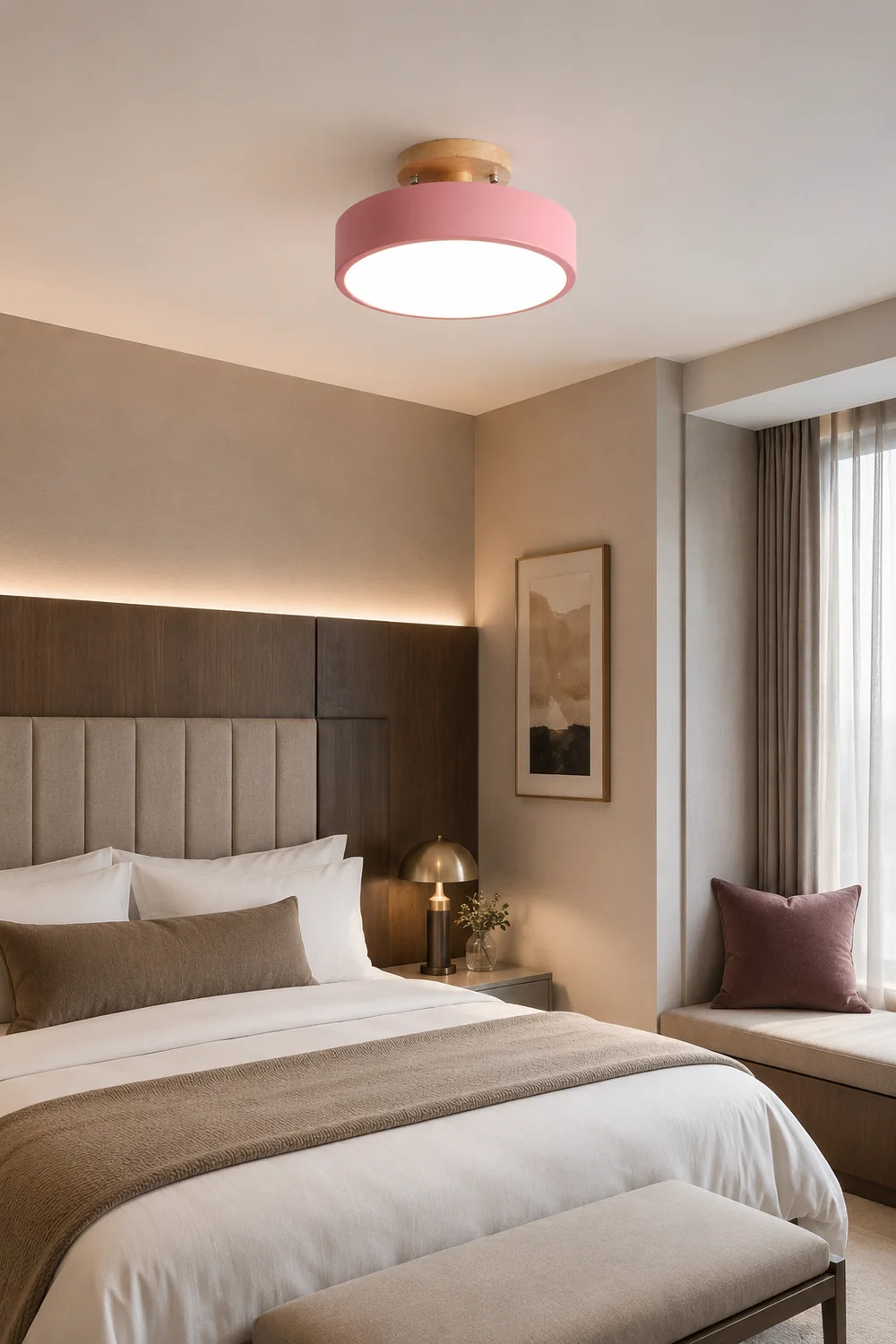Quinn Round LED Flush Mount Ceiling Light Modern Wood/Acrylic - Lumpaz
