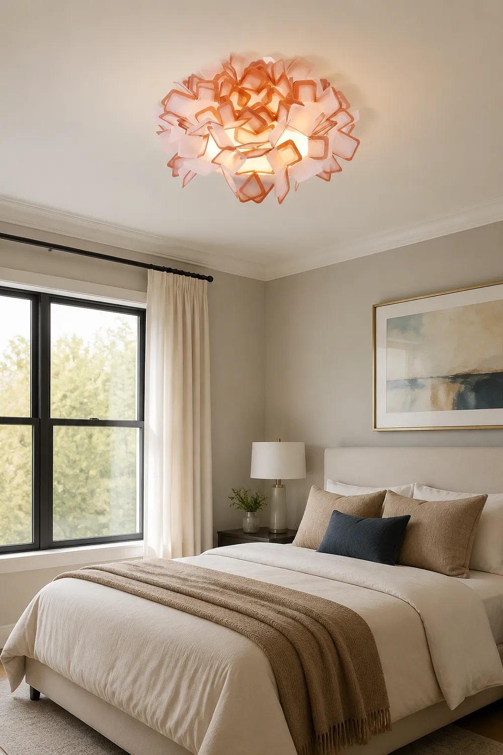 Morandi Art Deco Flower Acrylic Flush Mount Ceiling Light 7 Colors - Lumpaz
