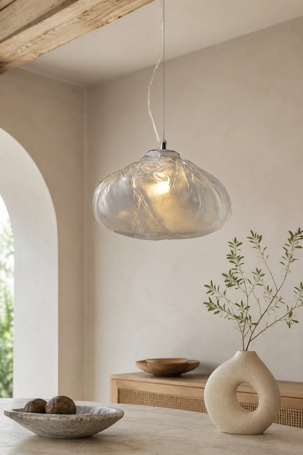 Byers Minimalist Spherical Metal/Glass Pendant Light, 3 Color - Lumpaz