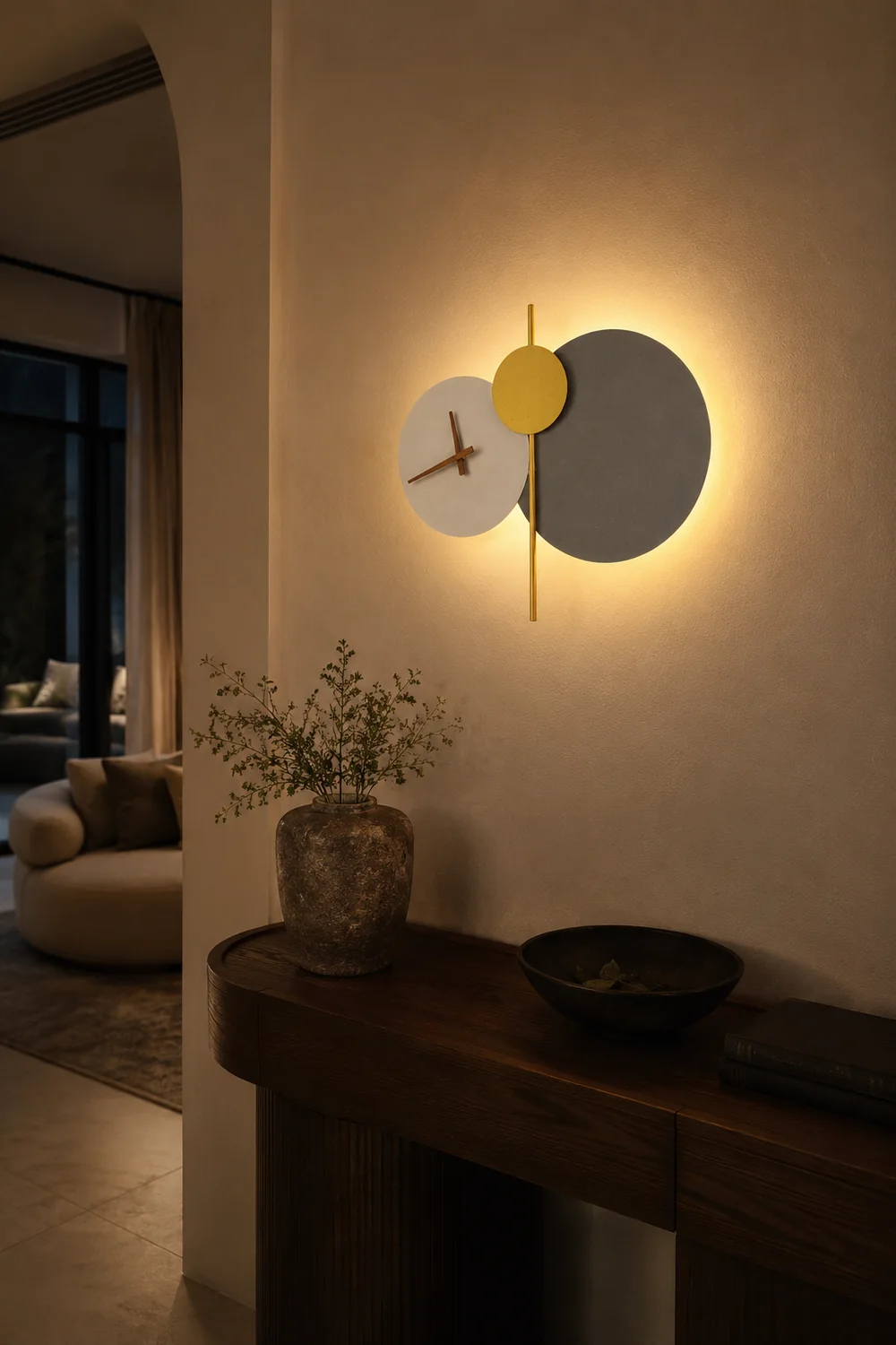 Nielsen Modern Clock Metal Painted Wall Light LED Light Bedroom - Lumpaz