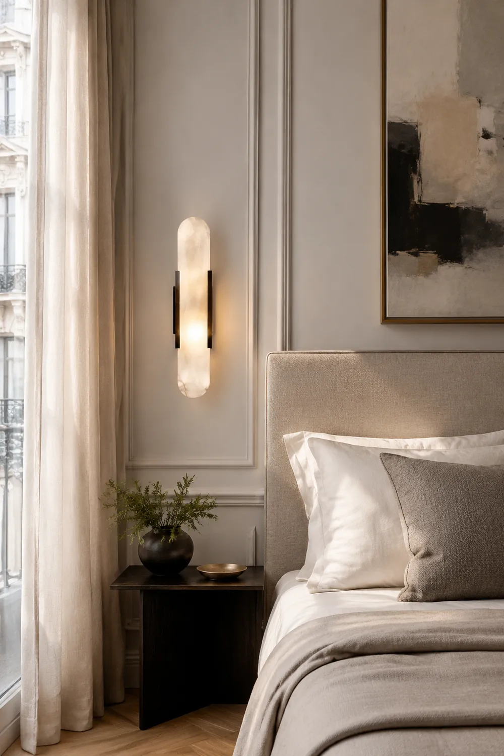 Chan Dolomite Wall Mounted Reading Light Sconces, Black & Gold - Lumpaz