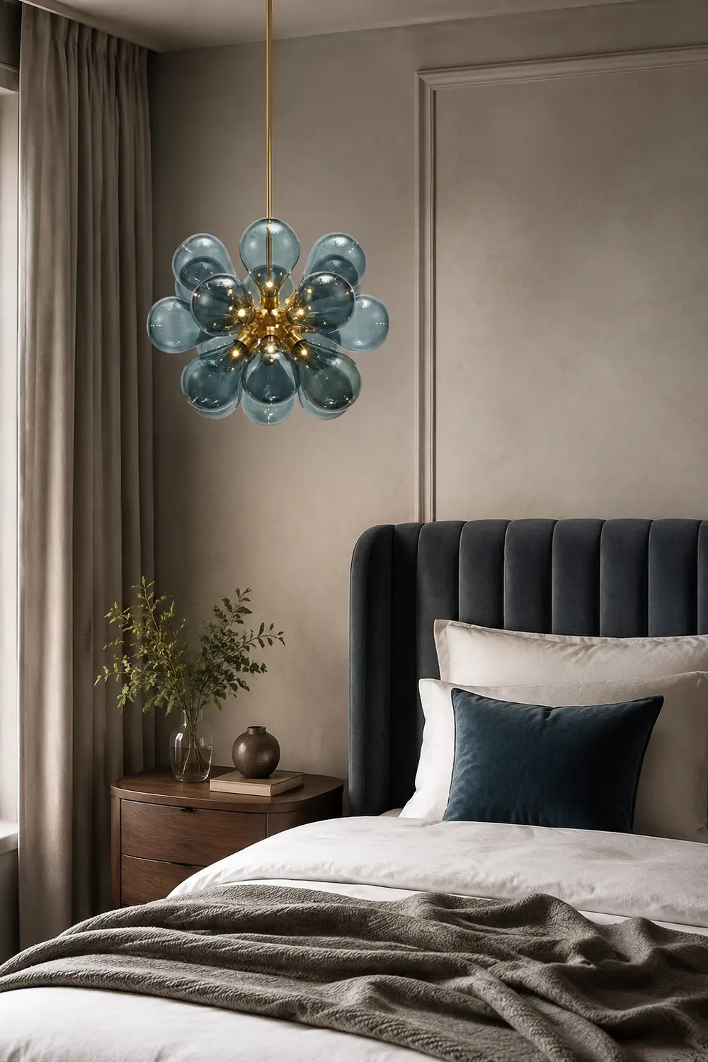 Valentina Glass Bubble Pendant Light for Kitchen Island, Blue/White/Purple - Lumpaz