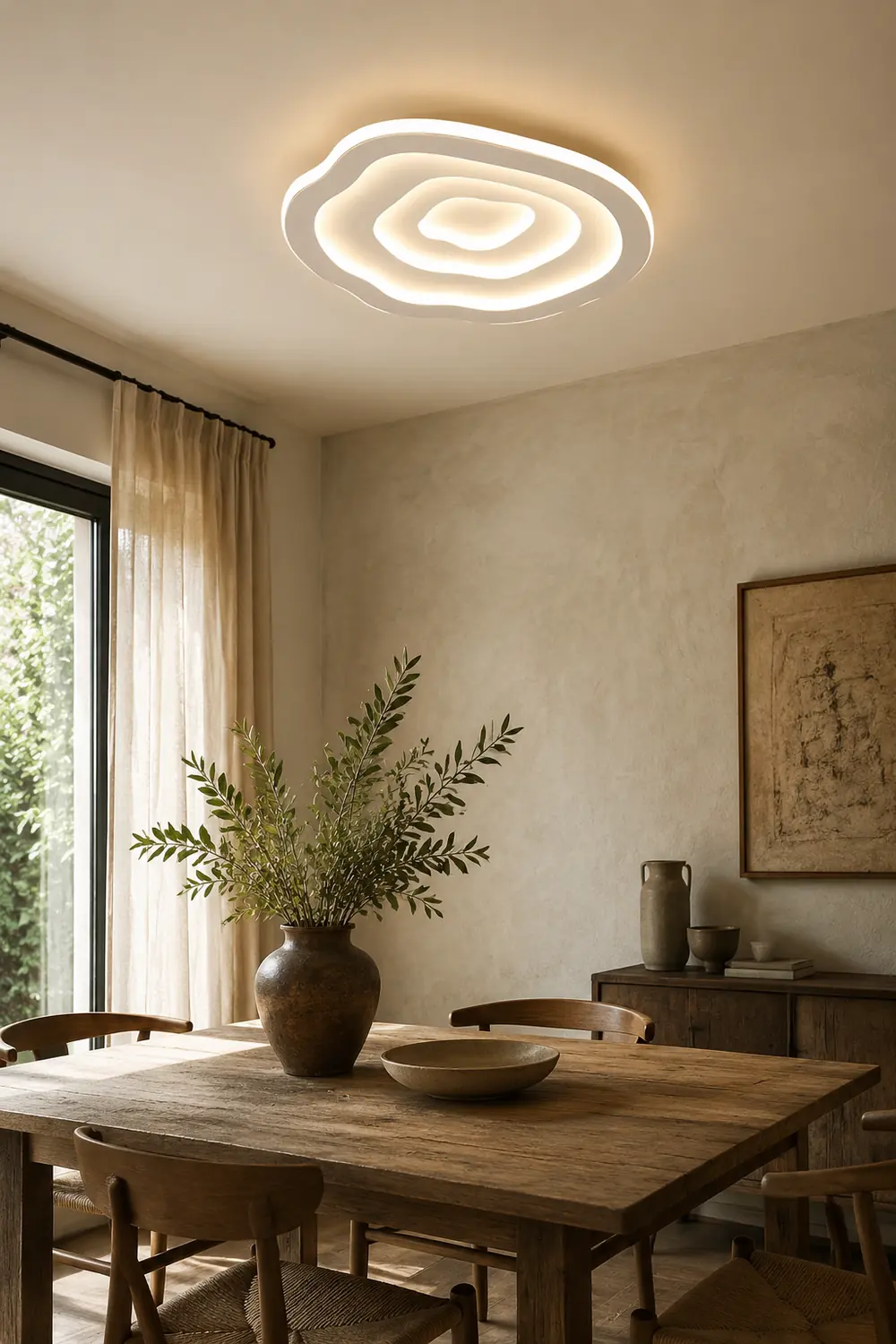 Quinn Ripple Designer Simple Flush Mount Ceiling Light, White - Lumpaz