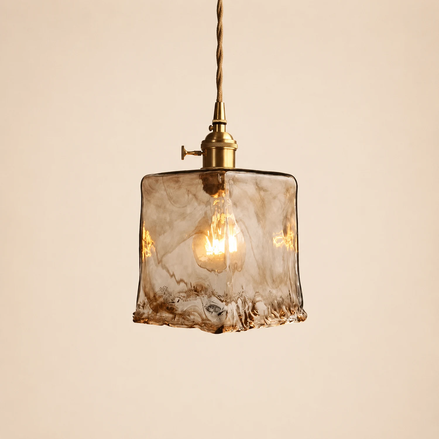 Levy Vintage Style Industrial Pendant Light Retro Metal Glass Brass - Lumpaz