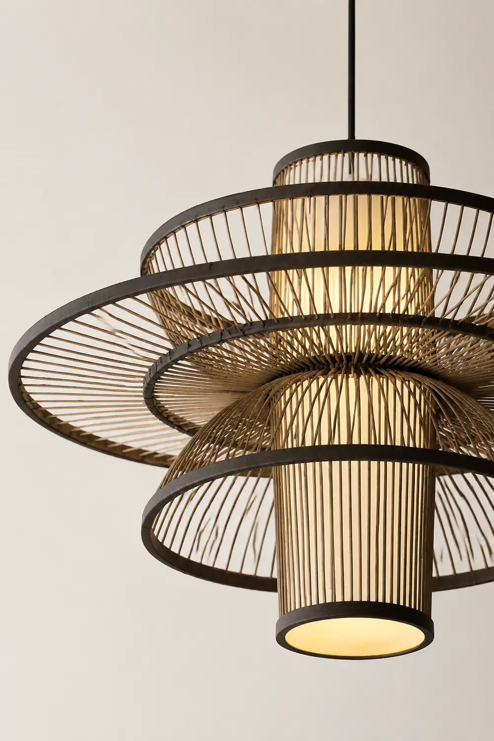 Muto Lotus-Shaped Rattan Pendant Light, 16"/19.5"/23.5" - Lumpaz