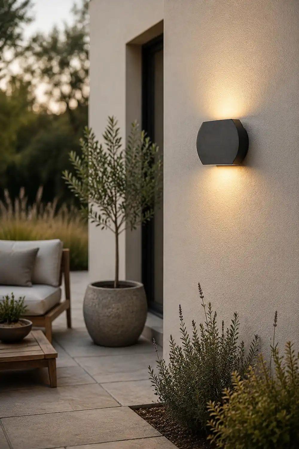 Orr Minimalist Geometric Metal Outdoor Wall Lamp, Black/Gray - Lumpaz