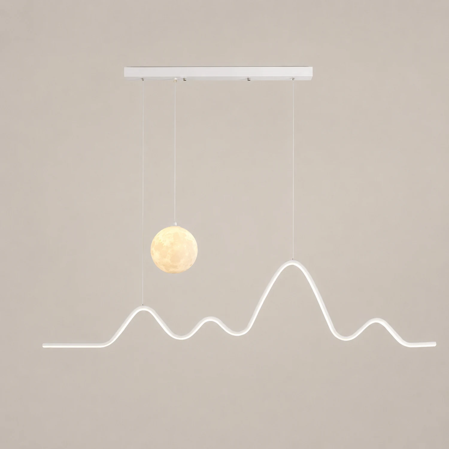 Minimalist Wavy Metal Pendant Light, Black/White/Gold - Lumpaz