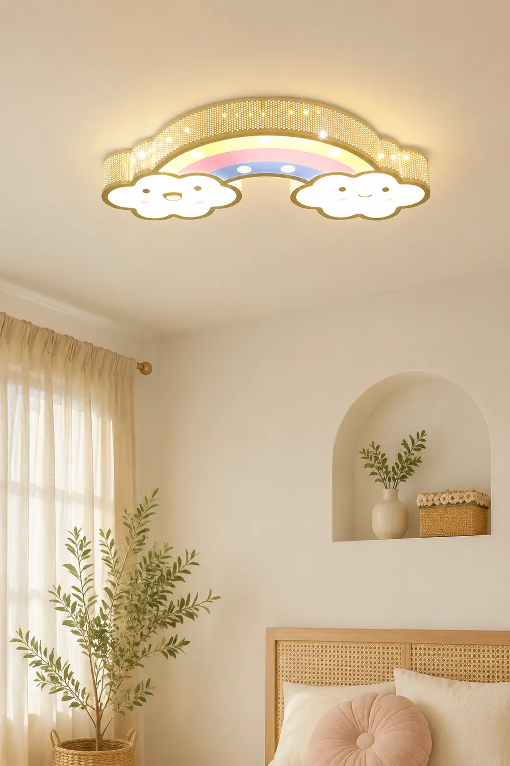 Freja Modern Rainbow/Rabbit Acrylic Flush Mount Ceiling Light - Lumpaz