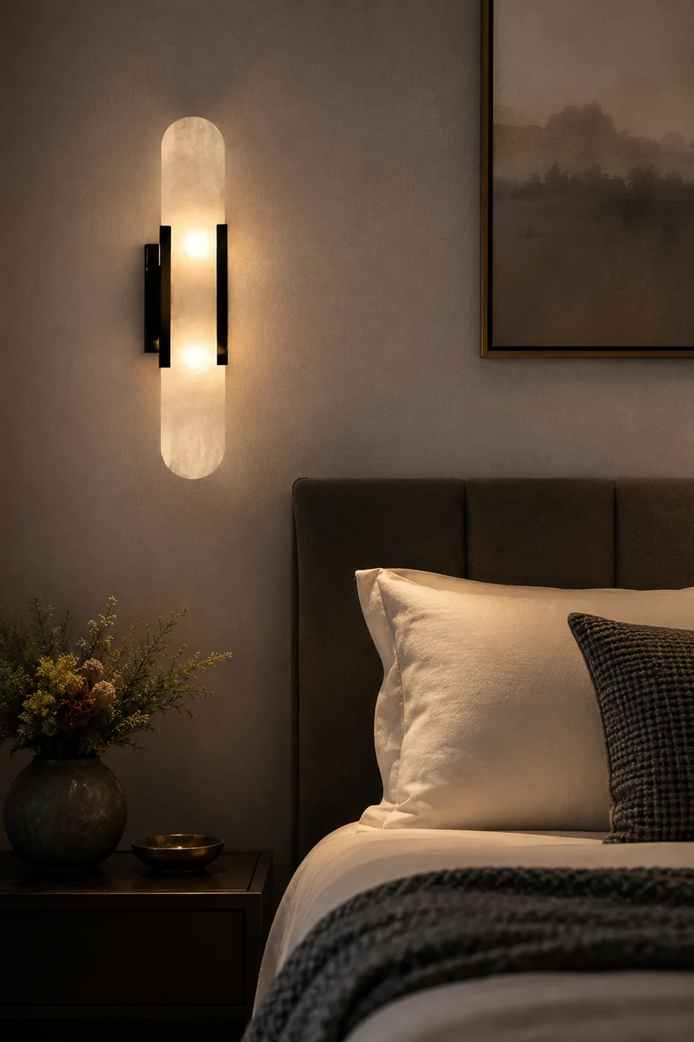 Chan Dolomite Wall Mounted Reading Light Sconces, Black & Gold - Lumpaz