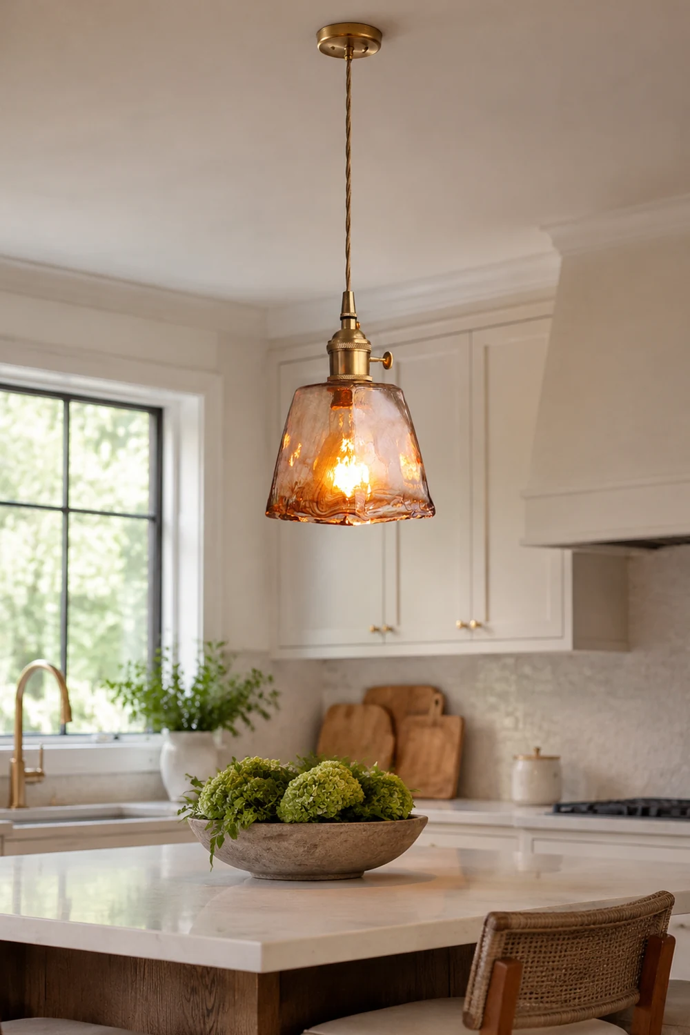 Levy Vintage Style Industrial Pendant Light Retro Metal Glass Brass - Lumpaz