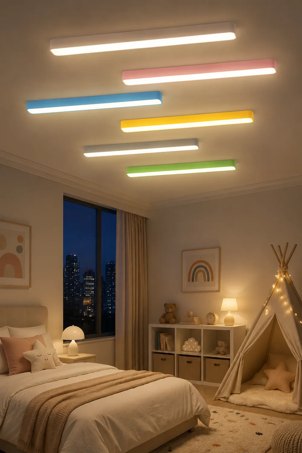 Edge Modern Linear Colorful Ceiling Light, Children Bedroom - Lumpaz