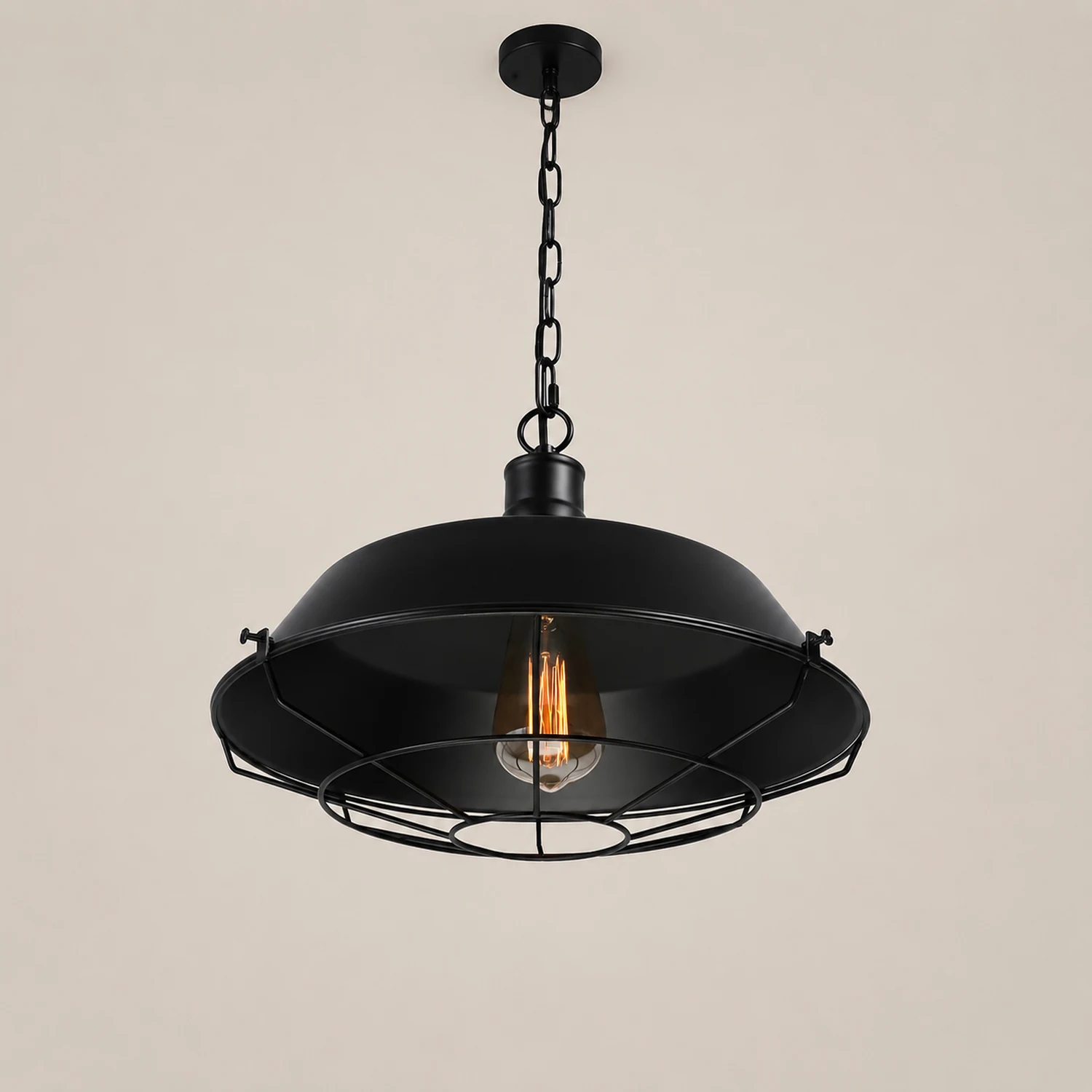 Alessio Farmhouse Swag Barn Pendant Light, Black - Lumpaz
