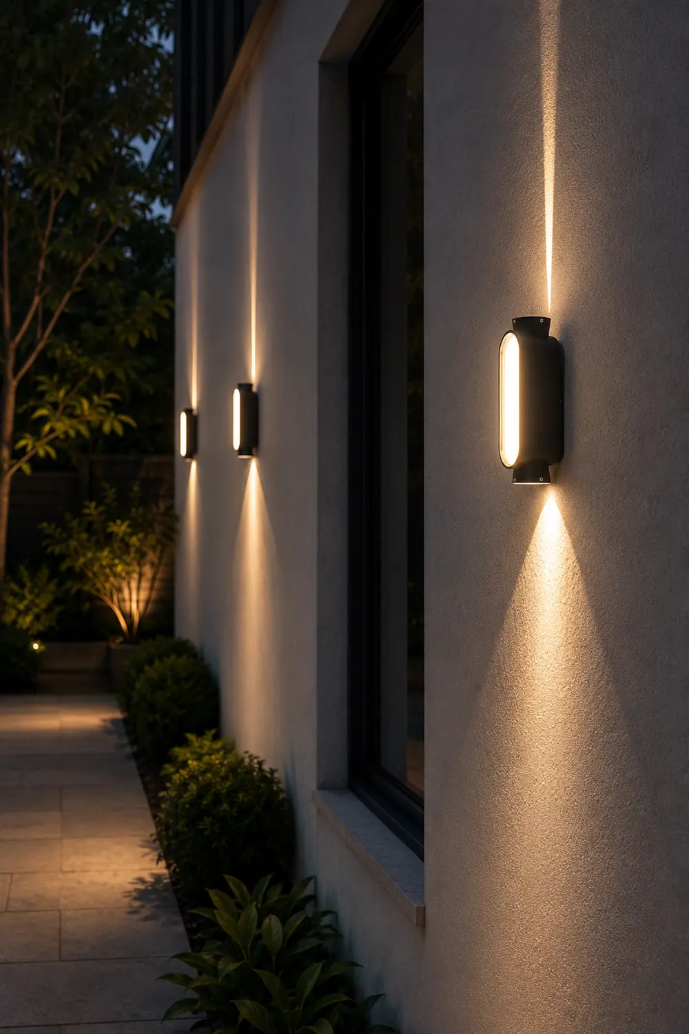 Pena Minimalist Up/Down Acrylic Outdoor Wall Lamp, Black/White - Lumpaz
