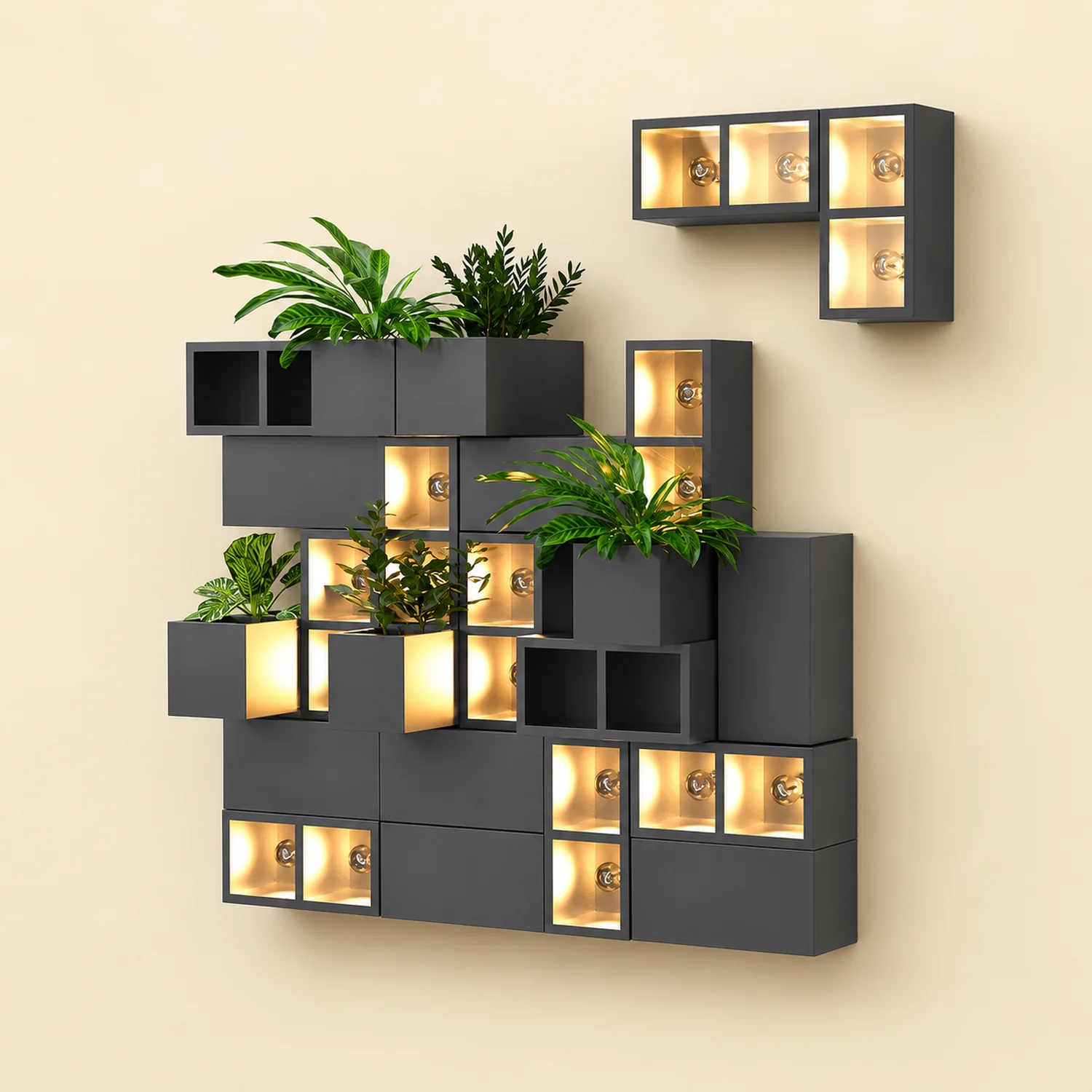 Orr Modern Cube Square Metal/Glass Outdoor Wall Lamp, Black - Lumpaz