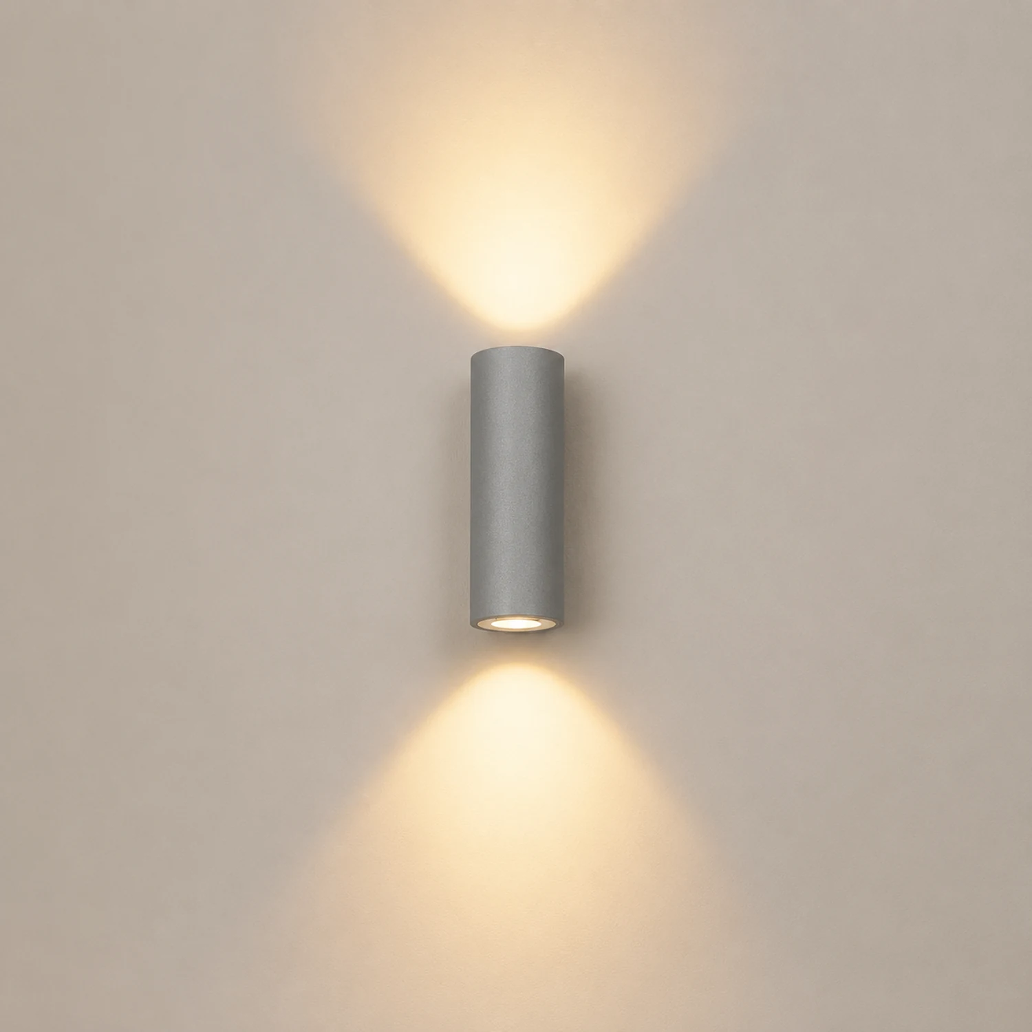 Orr Minimalist Cylindrical Double-headed Cement Outdoor Wall Lamp, Black/White - Lumpaz