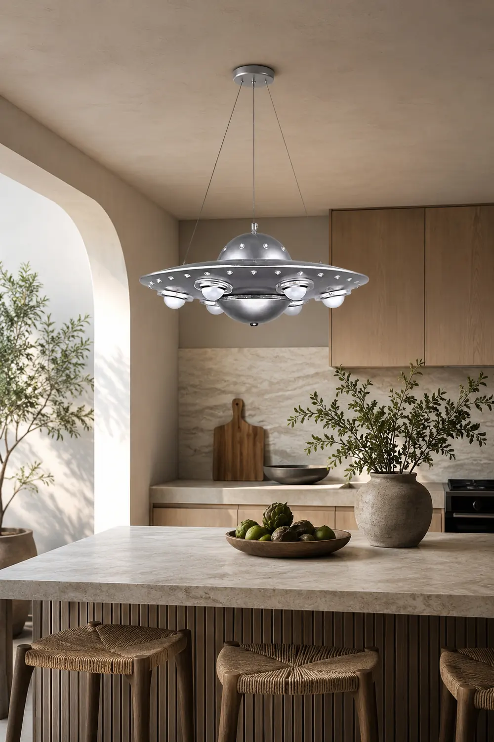 Alessio Modern UFO Metal Kids Pendant Light Silver - Lumpaz