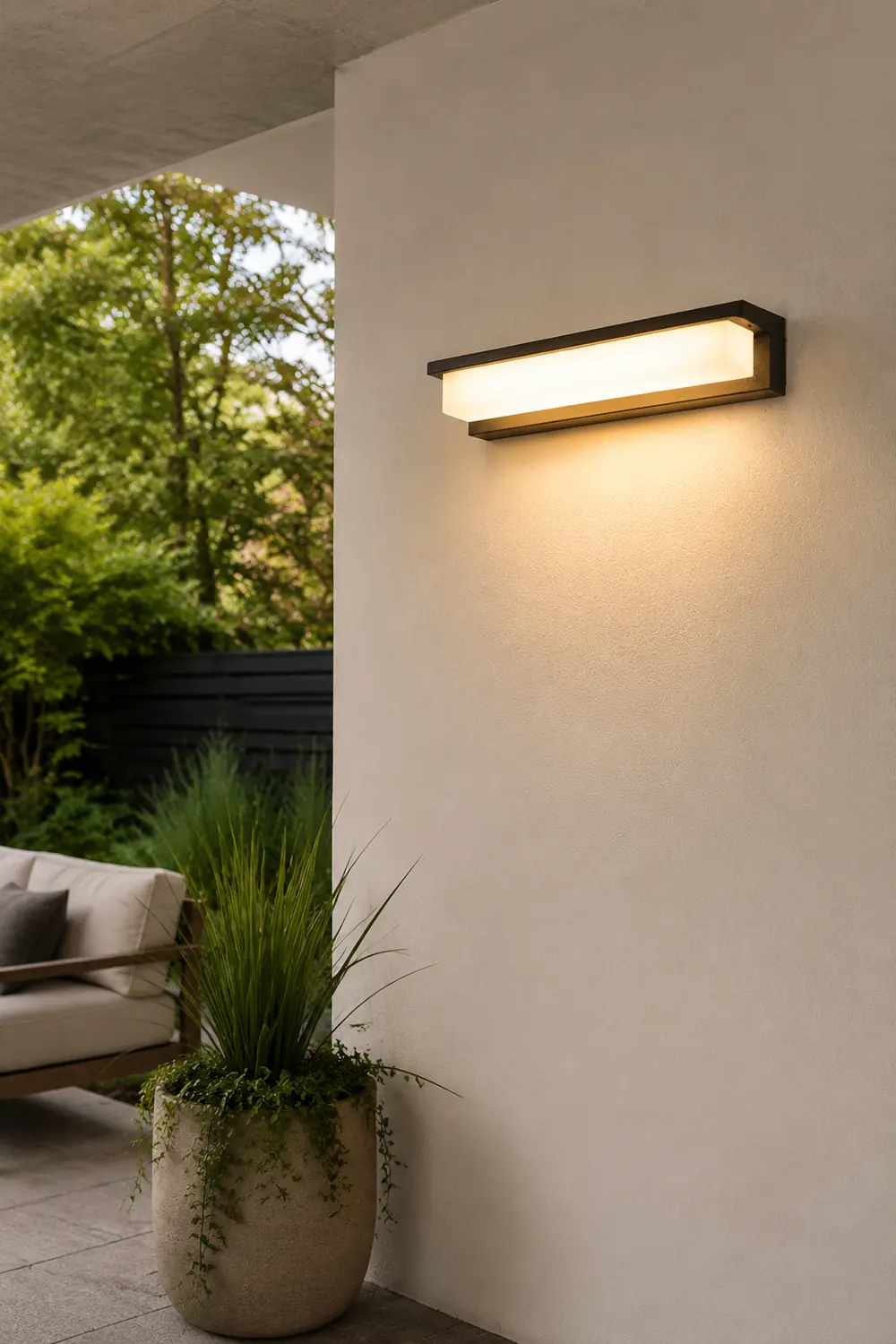 Orr Modern Rectangular Metal/Acrylic Outdoor Solar Wall Lamp, Black - Lumpaz