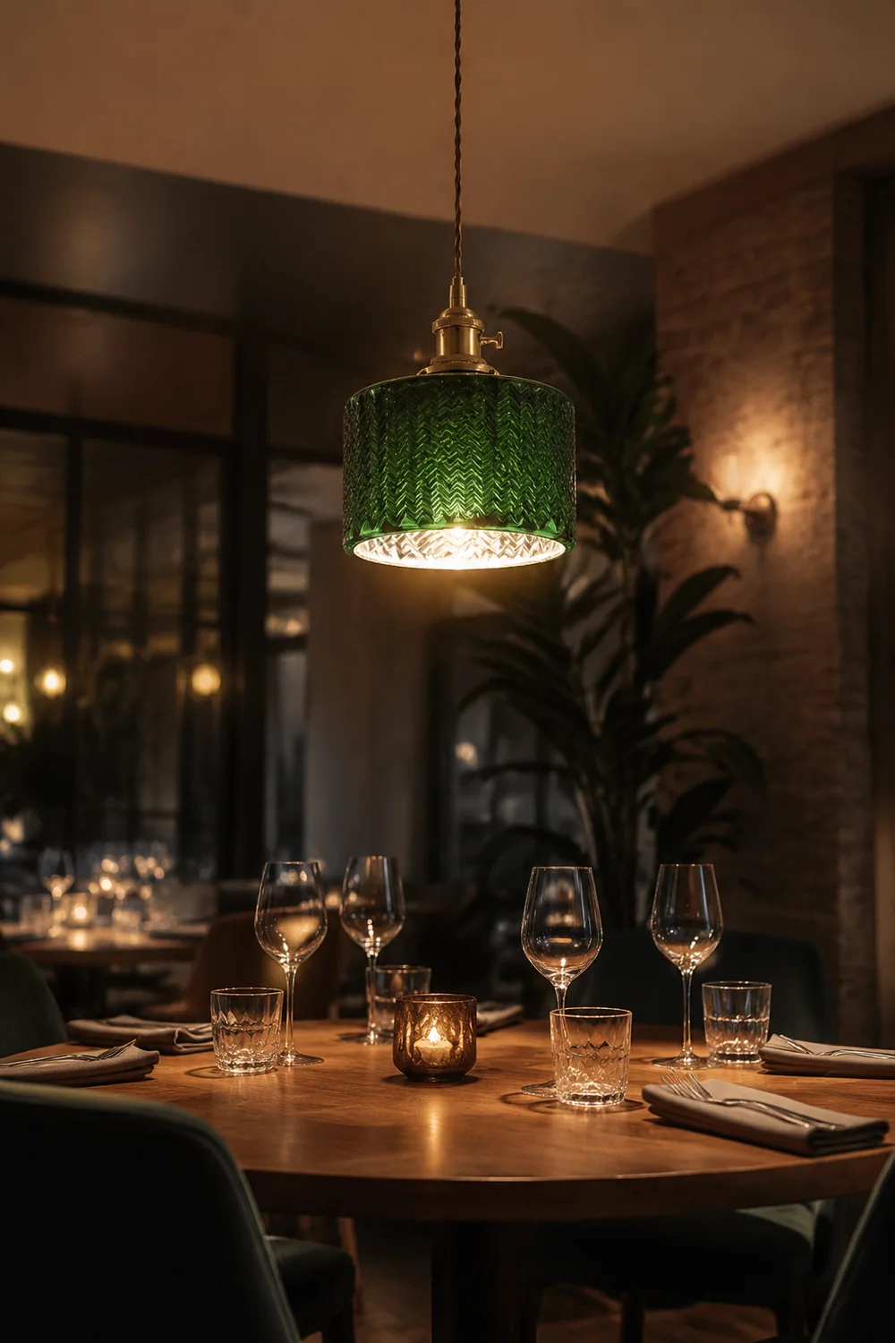 Hailie Retro LED Pendant Light Green Metal/Glass Dining Room - Lumpaz