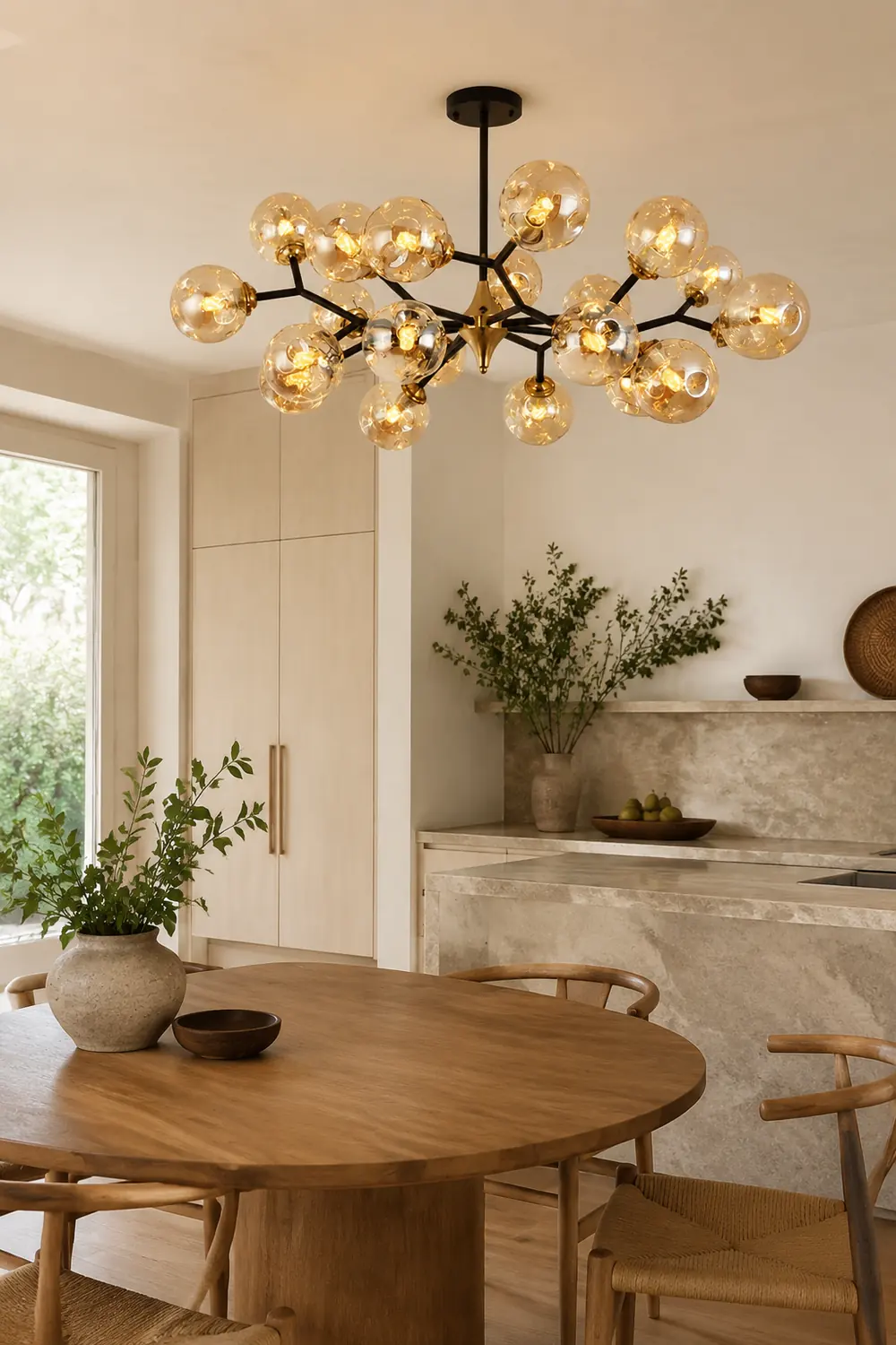 Valentina Art Deco Glass Bubble Chandelier, Amber - Lumpaz
