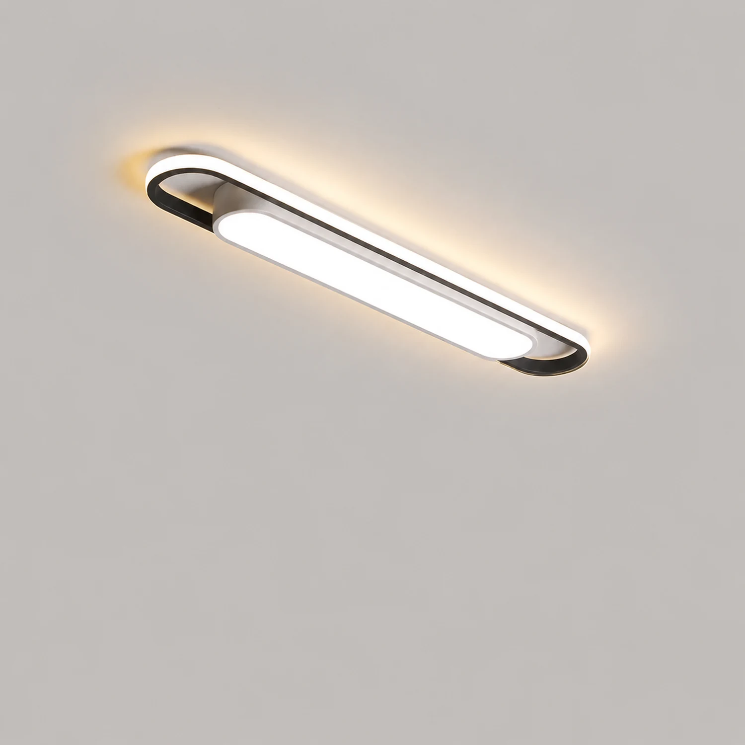 Quinn Minimalist Linear Flush Mount Ceiling Light, White - Lumpaz