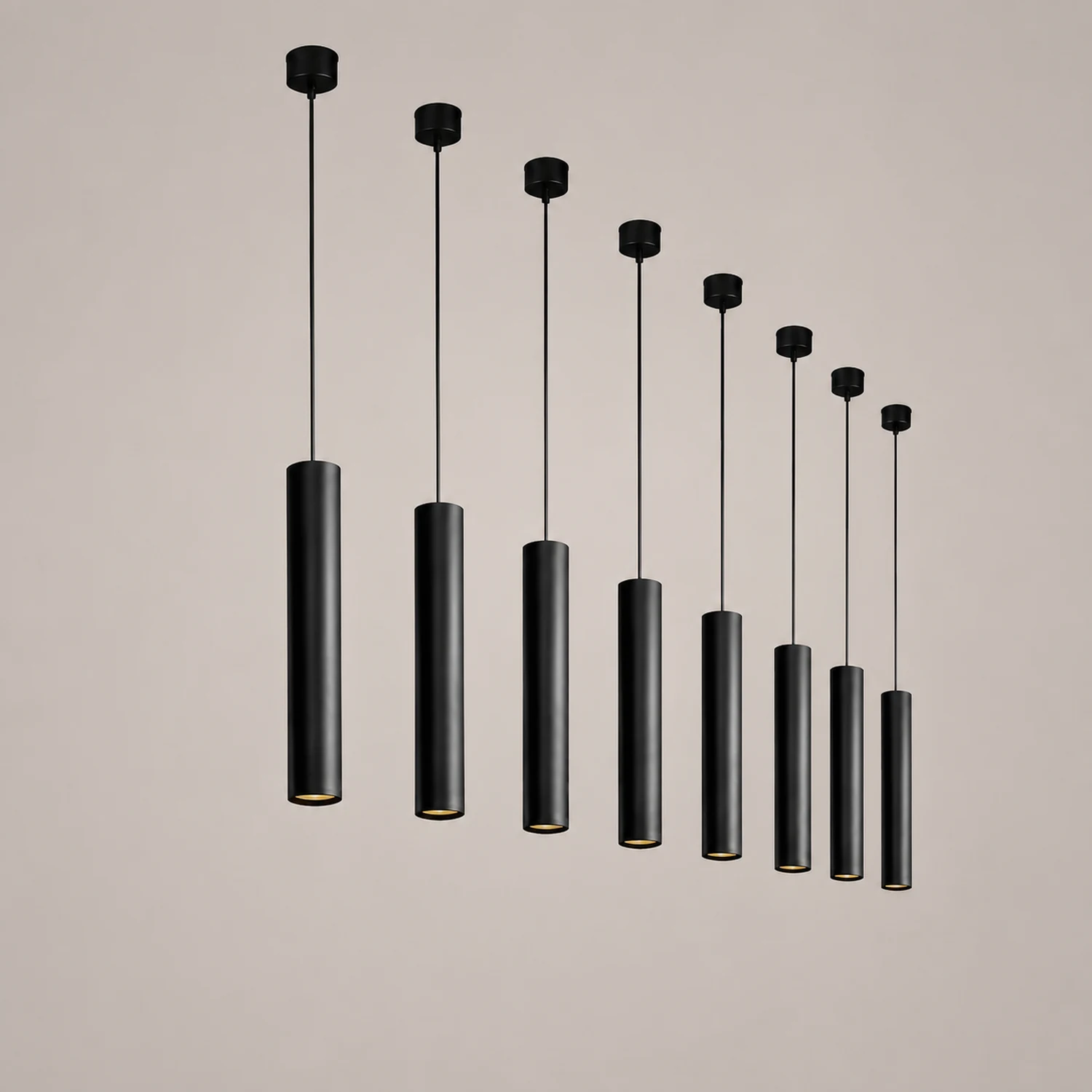 Edge Modern Cylinder Shape Pendant Light Black Metal Living Room - Lumpaz
