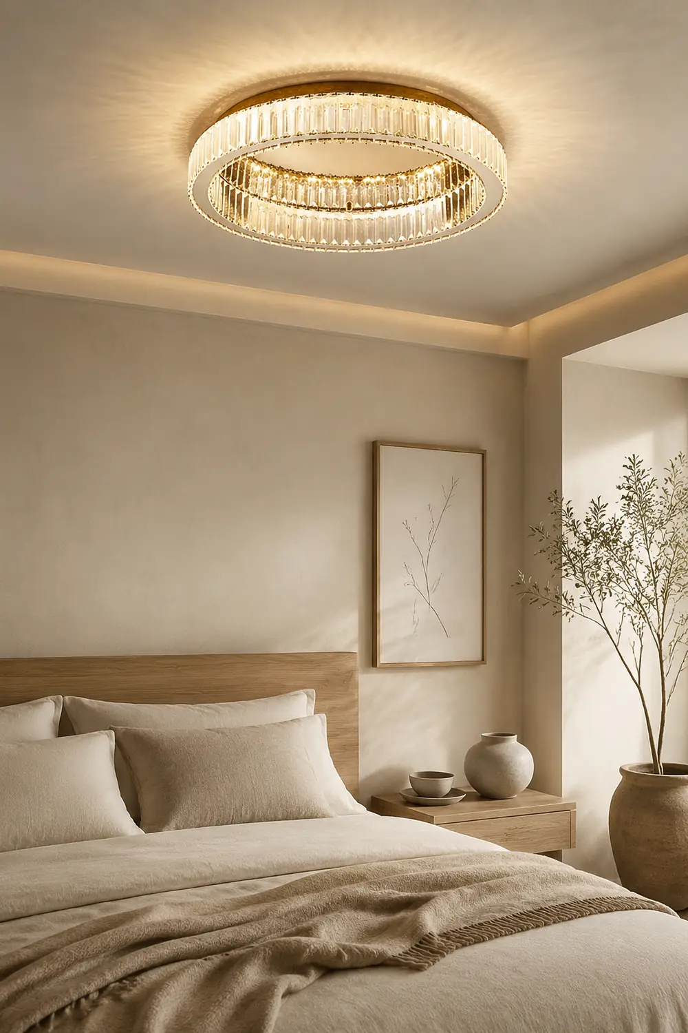 Marliyn Modern Art Deco Circle Crystal/Metal Flush Mount Ceiling Light Gold - Lumpaz