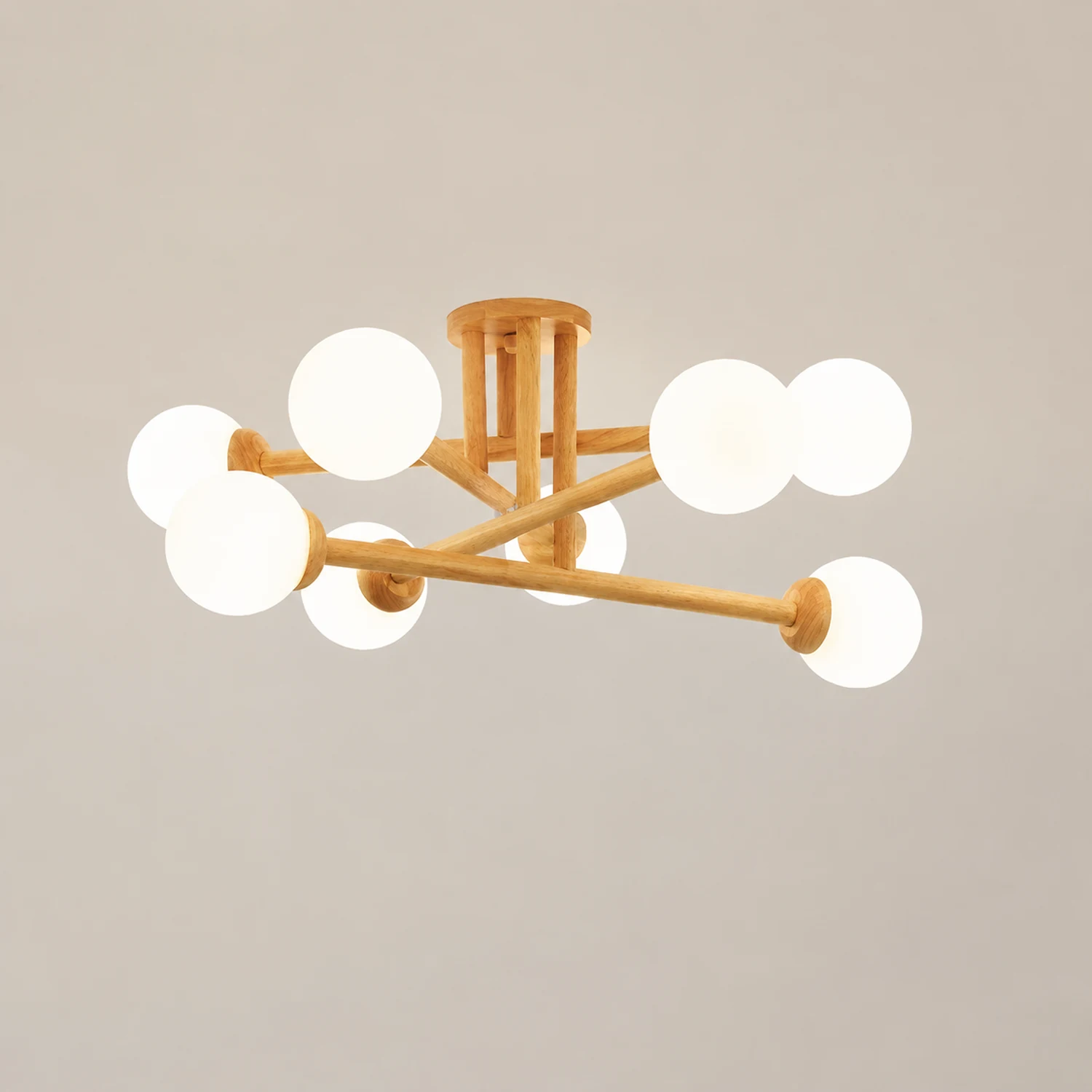 Ozawa Modern Globe Wood/Glass Flush Mount Ceiling Light - Lumpaz