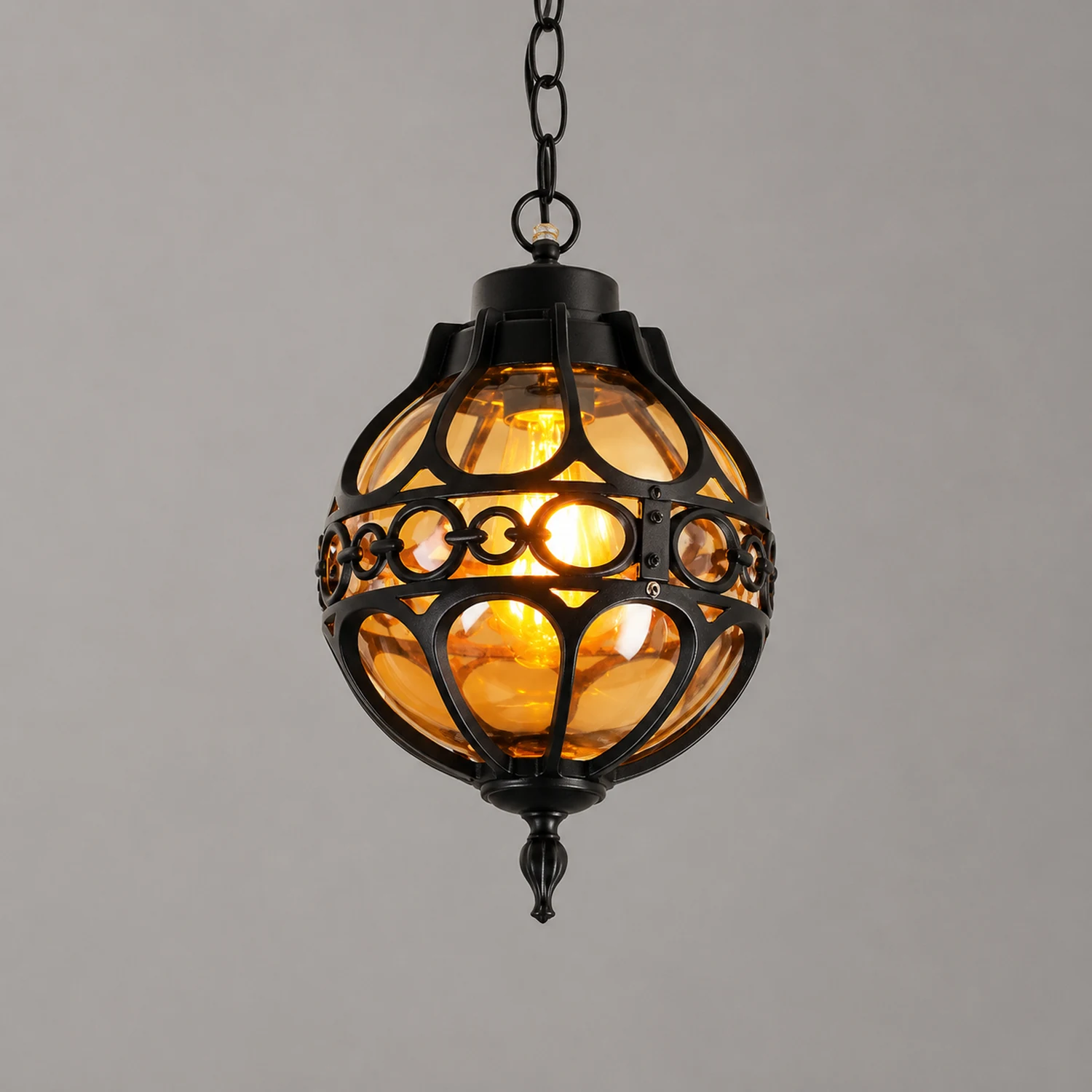 Alessio Loft Sphere Vintage Farmhouse Rustic Pendant Light Black/Bronze Dining Room - Lumpaz