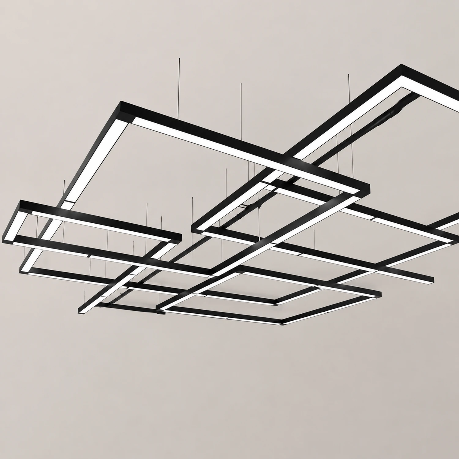 Edge Minimalist Rectangular LED Black Pendant Light Acrylic Office - Lumpaz