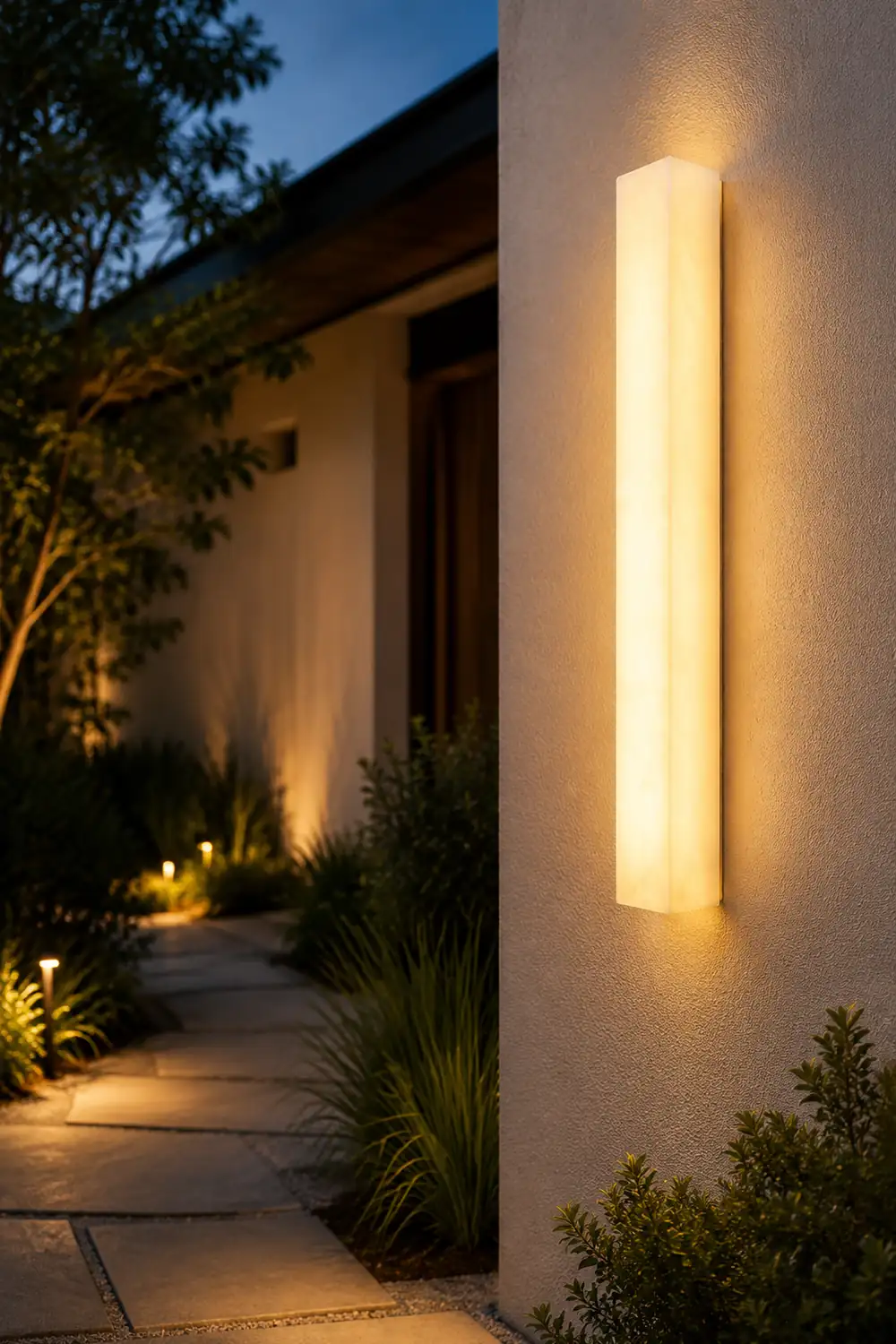 Edge Modern Rectangular Resin Outdoor Wall Lamp, White - Lumpaz