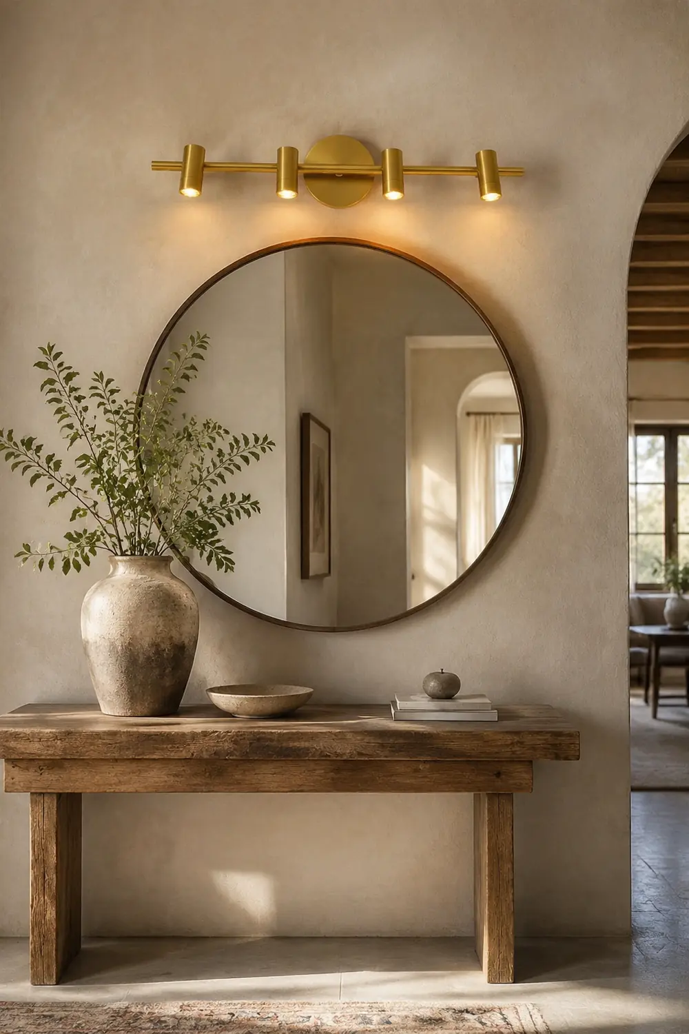Freja Modern Geometric Metal Mirror Front Wall Lamp, Brass - Lumpaz
