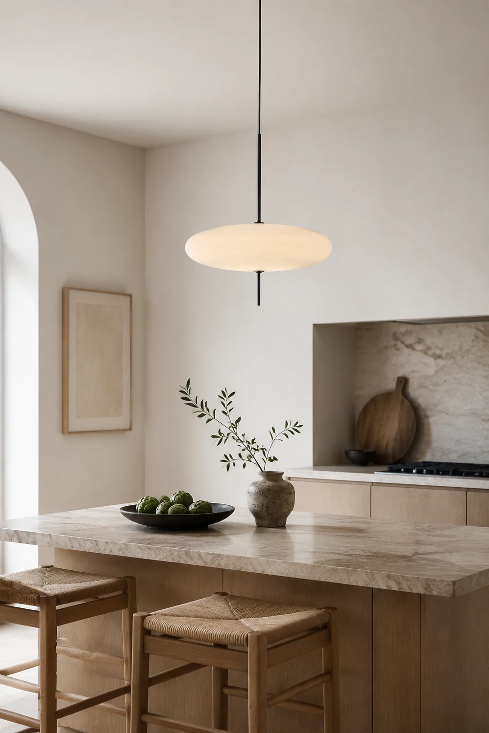 Leilani Nordic Modern Oval Single Pendant Light, White - Lumpaz