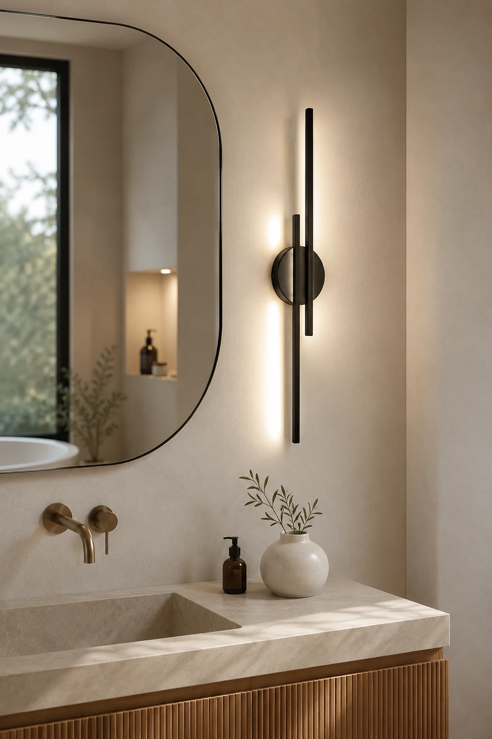 Alana Modern Nordic Disc/Linear Metal LED Wall Lamp, Black/White - Lumpaz