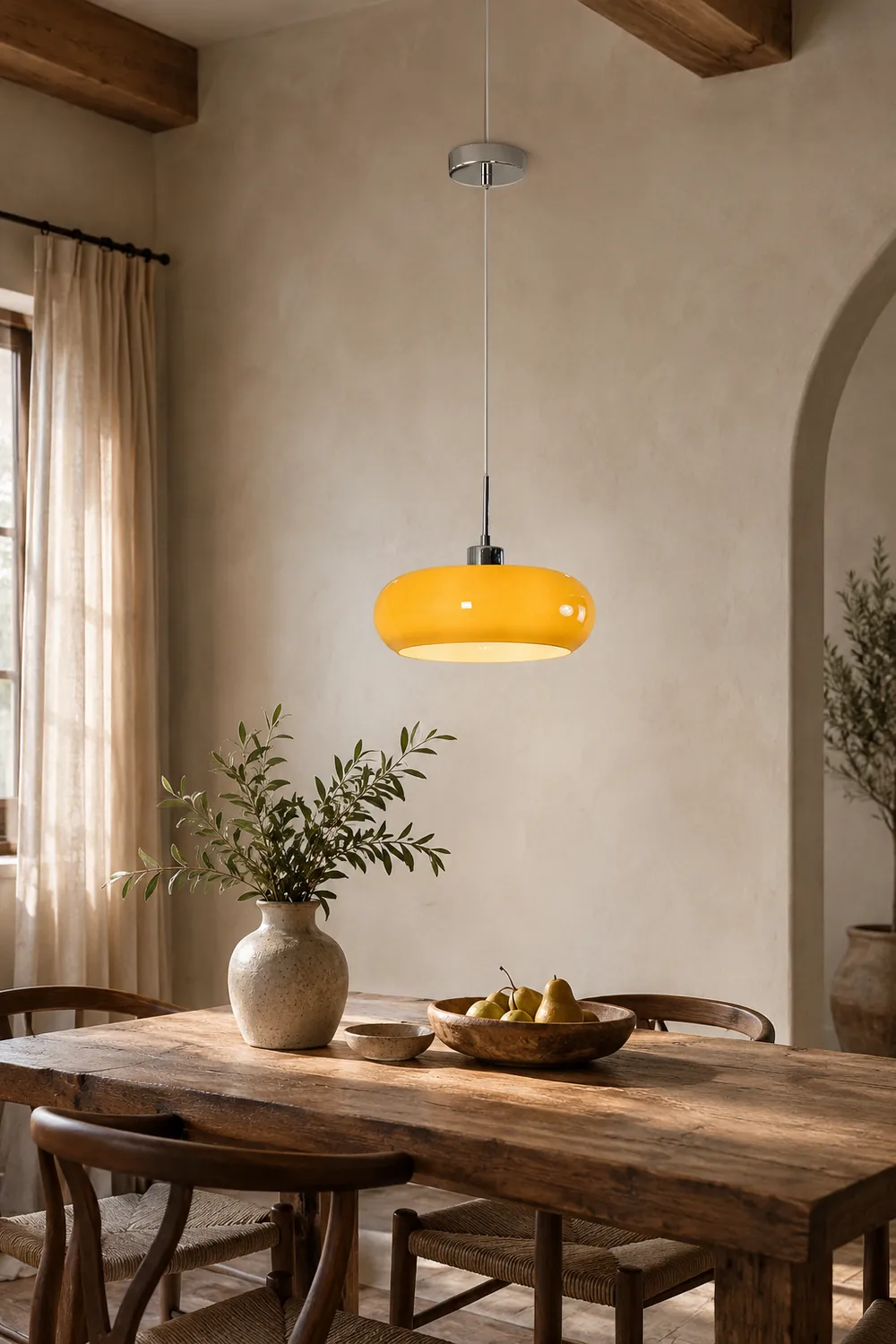 Hailie Bread Shape Glass Pendant Light Retro Orange/White - Lumpaz