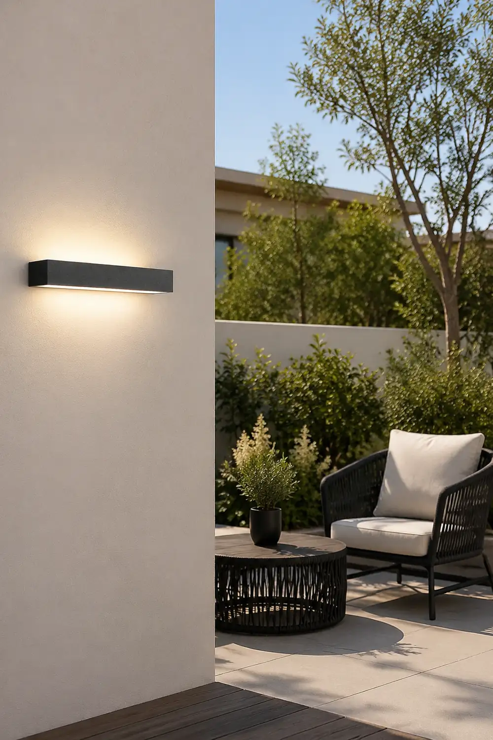 Edge LED Outdoor Wall Lamp, Black & White, 9.5"/15" - Lumpaz